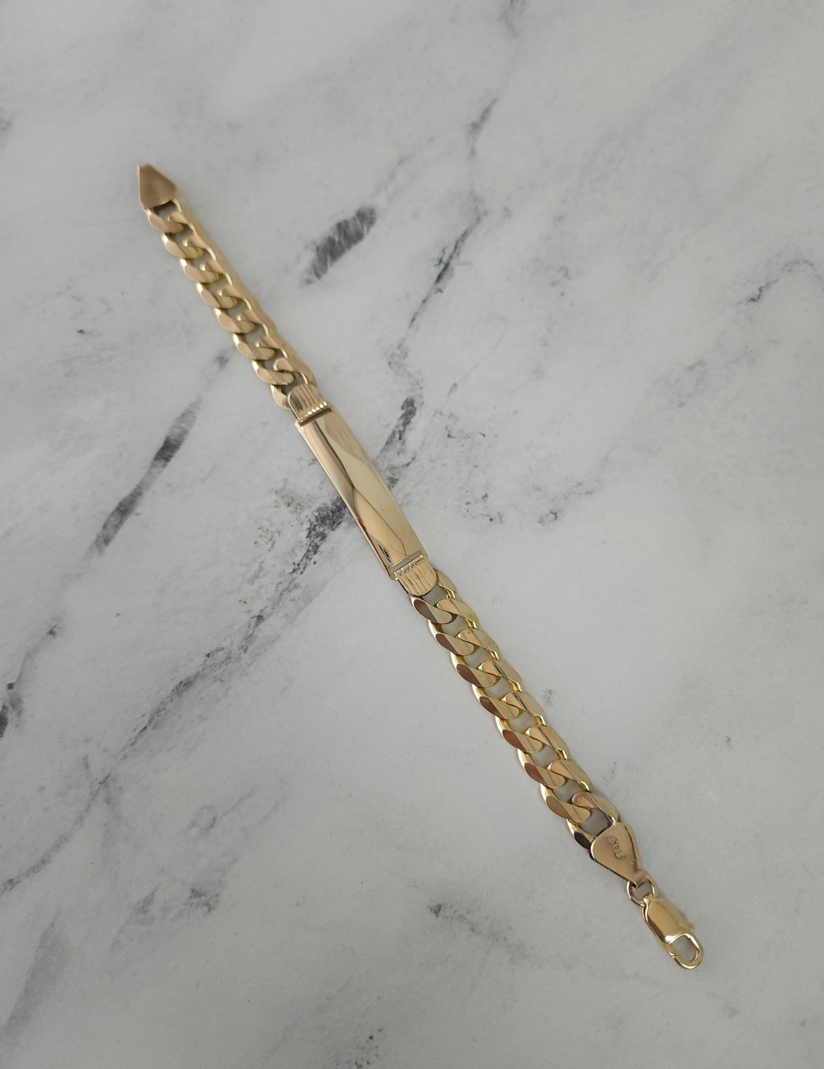 Pulsera de identificación cubana de eslabones de oro amarillo de 14k en Nuevo estado para la venta en Sugar Land, TX
