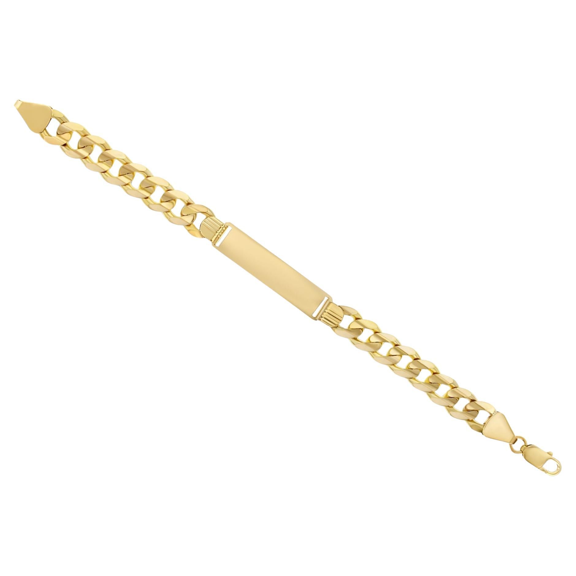 Cuban Link Gold ID Bracelet 14k Yellow Gold