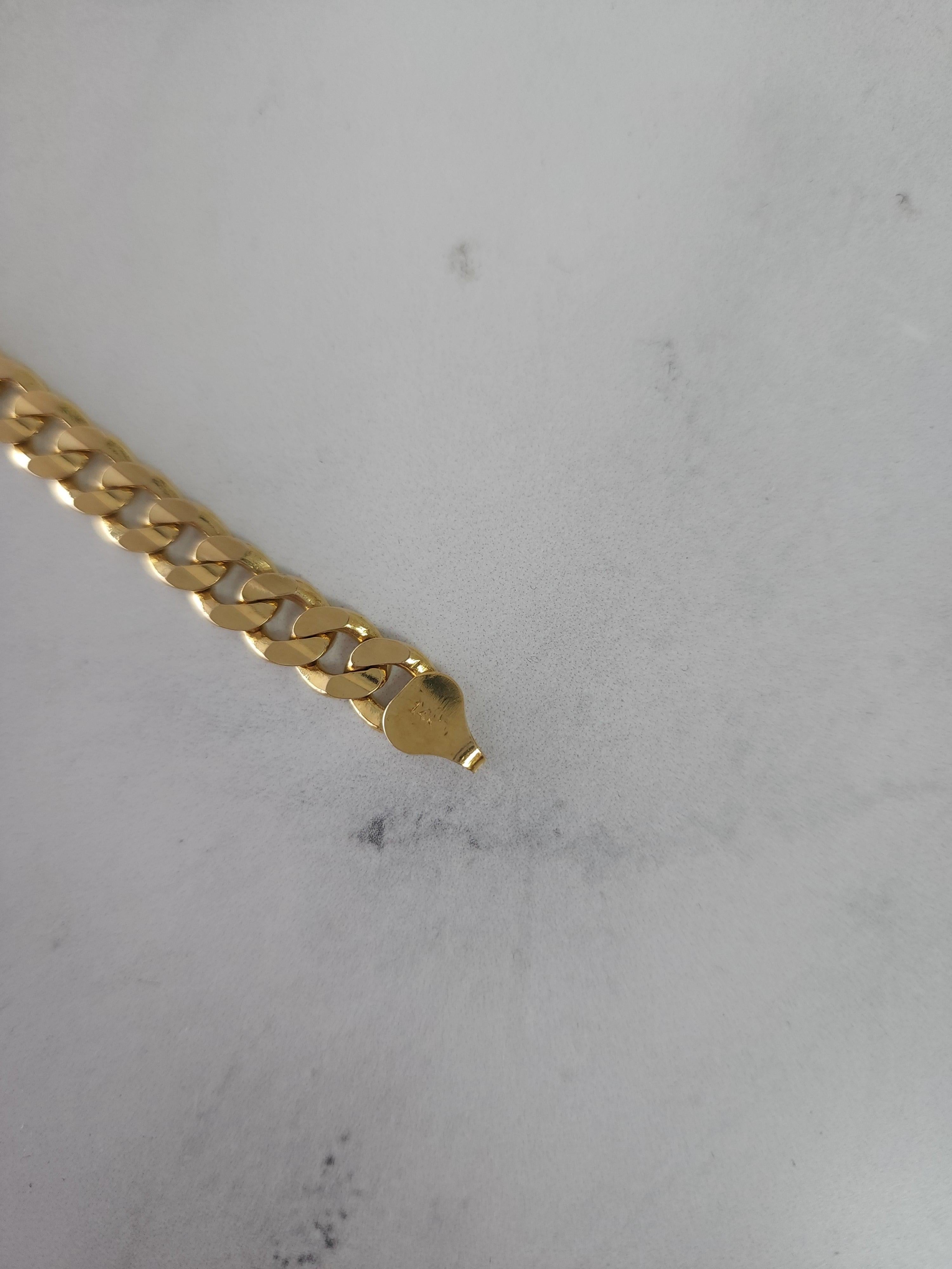 Bracelet à maillons cubains en or jaune 14 carats Unisexe en vente