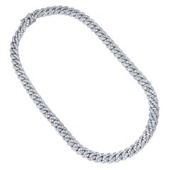 Collier à maillons cubains de haute joaillerie en diamants de 70 carats  500 grammes d'or blanc