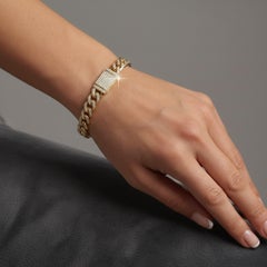 Cuban Link Round Diamond 14K (or 18k upon request) Yellow Gold Bracelet