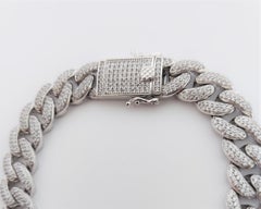 Cuban Link Unisex Silver 925 ZC White Gold Plated Bracelet