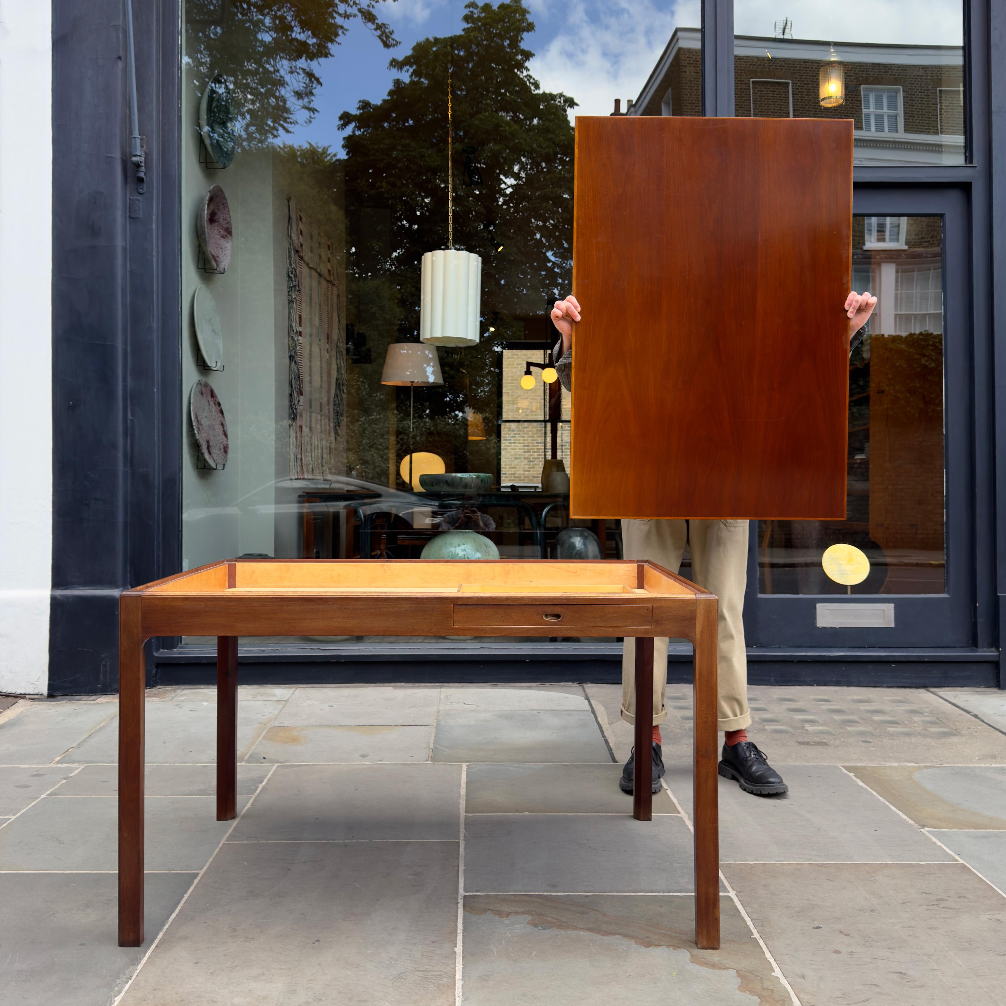Cuban Mahogany Drawing Table, Denmark, 1940s In Good Condition For Sale In London, GB