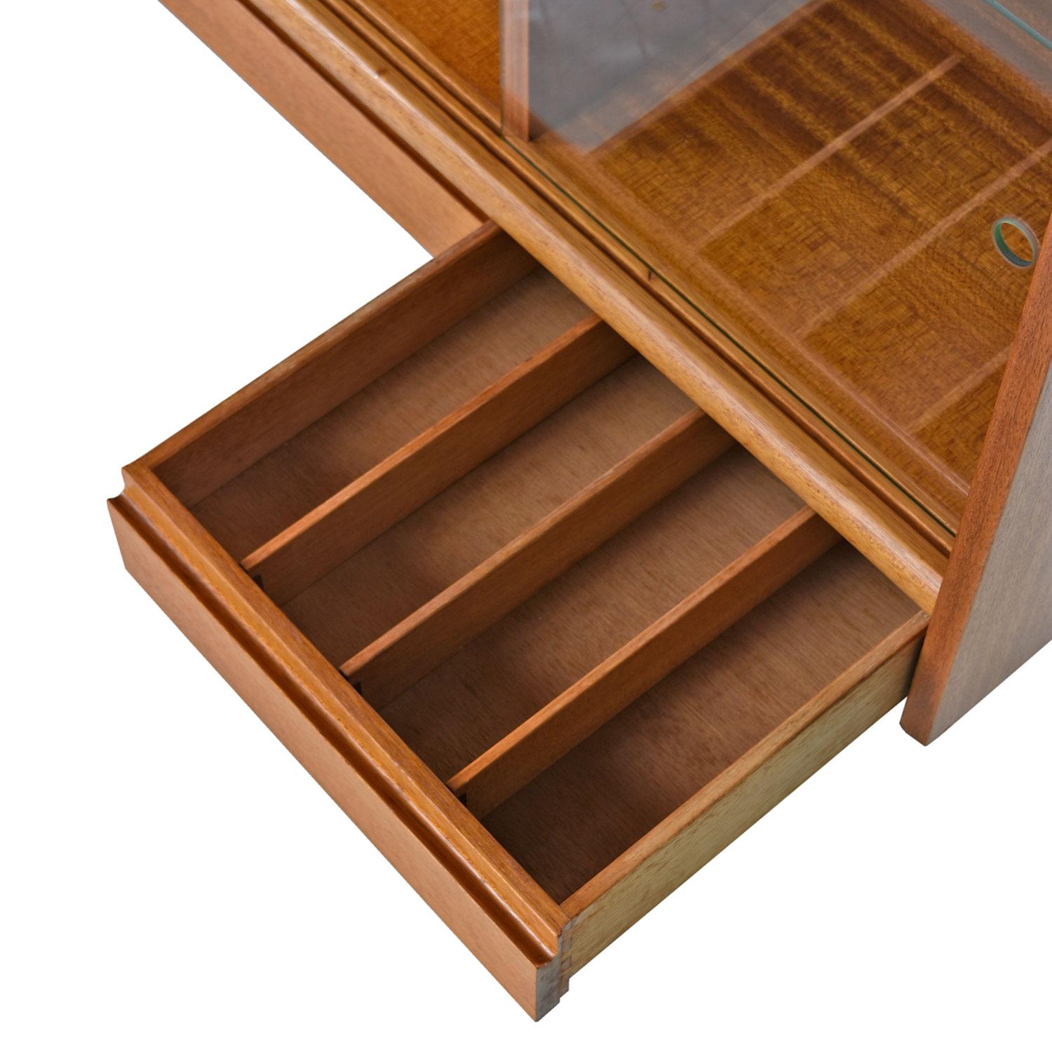 Mid-Century Modern Cuban Mahogany & Glass Display Cabinet Credenza John Keal 'Attr.' Brown Saltman