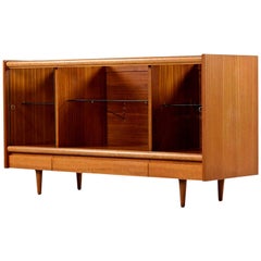 Cuban Mahogany & Glass Display Cabinet Credenza John Keal 'Attr.' Brown Saltman