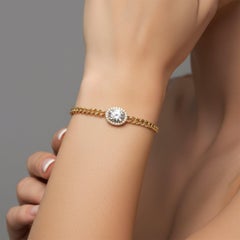Bracelet en or jaune 14K (ou 18k sur demande) avec chaîne ovale cubaine