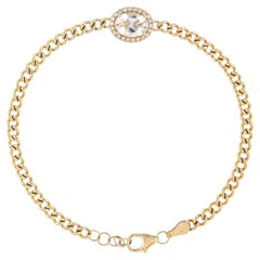 Bracelet en or jaune 14K (ou 18k sur demande) avec chaîne ovale cubaine