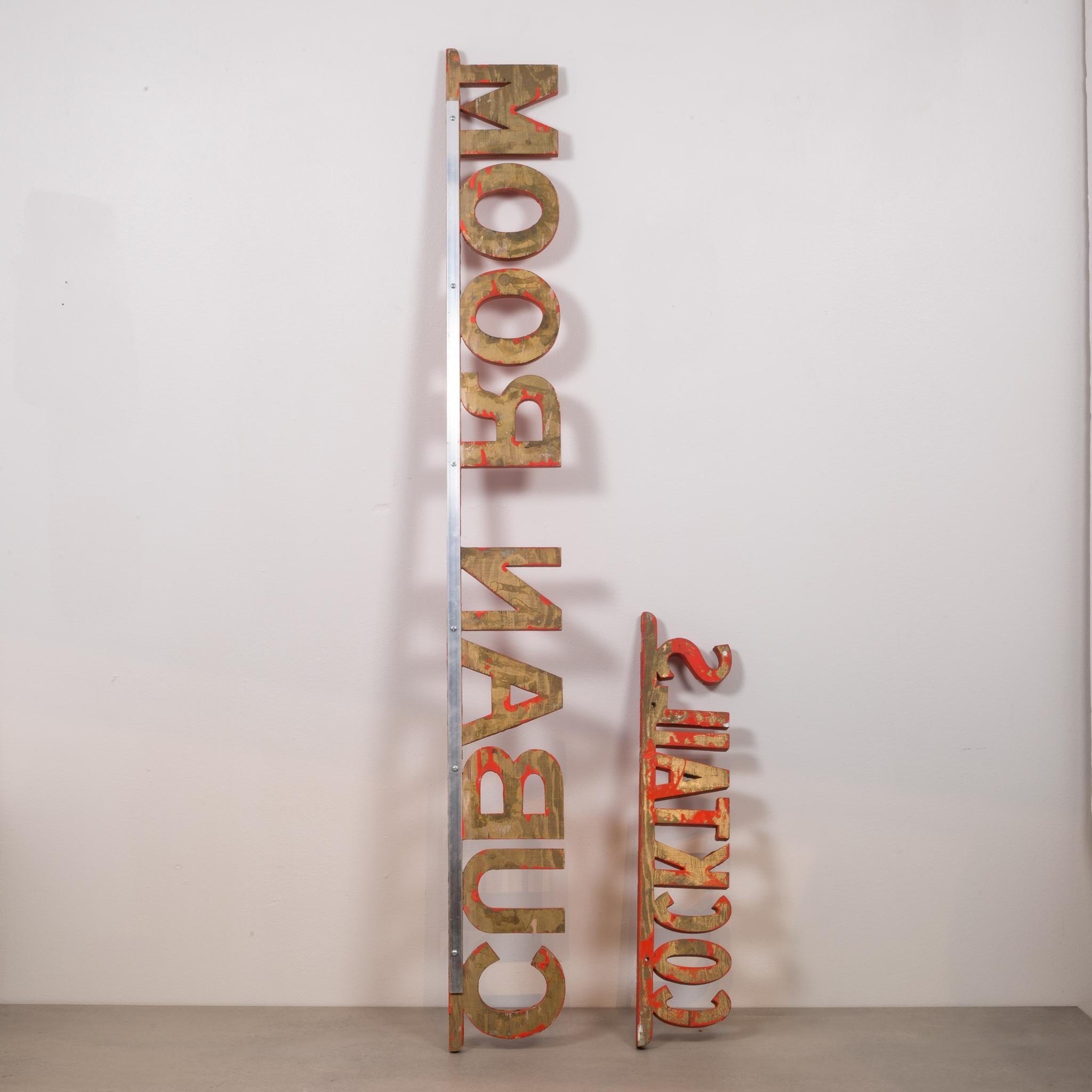 About

This is an original painted wood club sign from the Cuban Room which was located in Pacific Heights in San Francisco. There are three pieces to the sign. The 