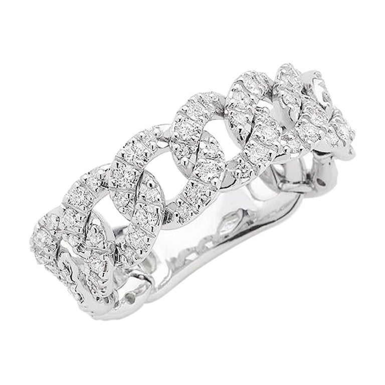 Kubanischer Ring aus massivem Weißgold mit Diamanten