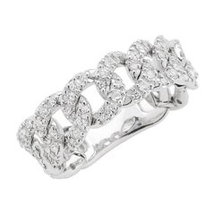 Bague cubaine en or blanc massif avec diamants