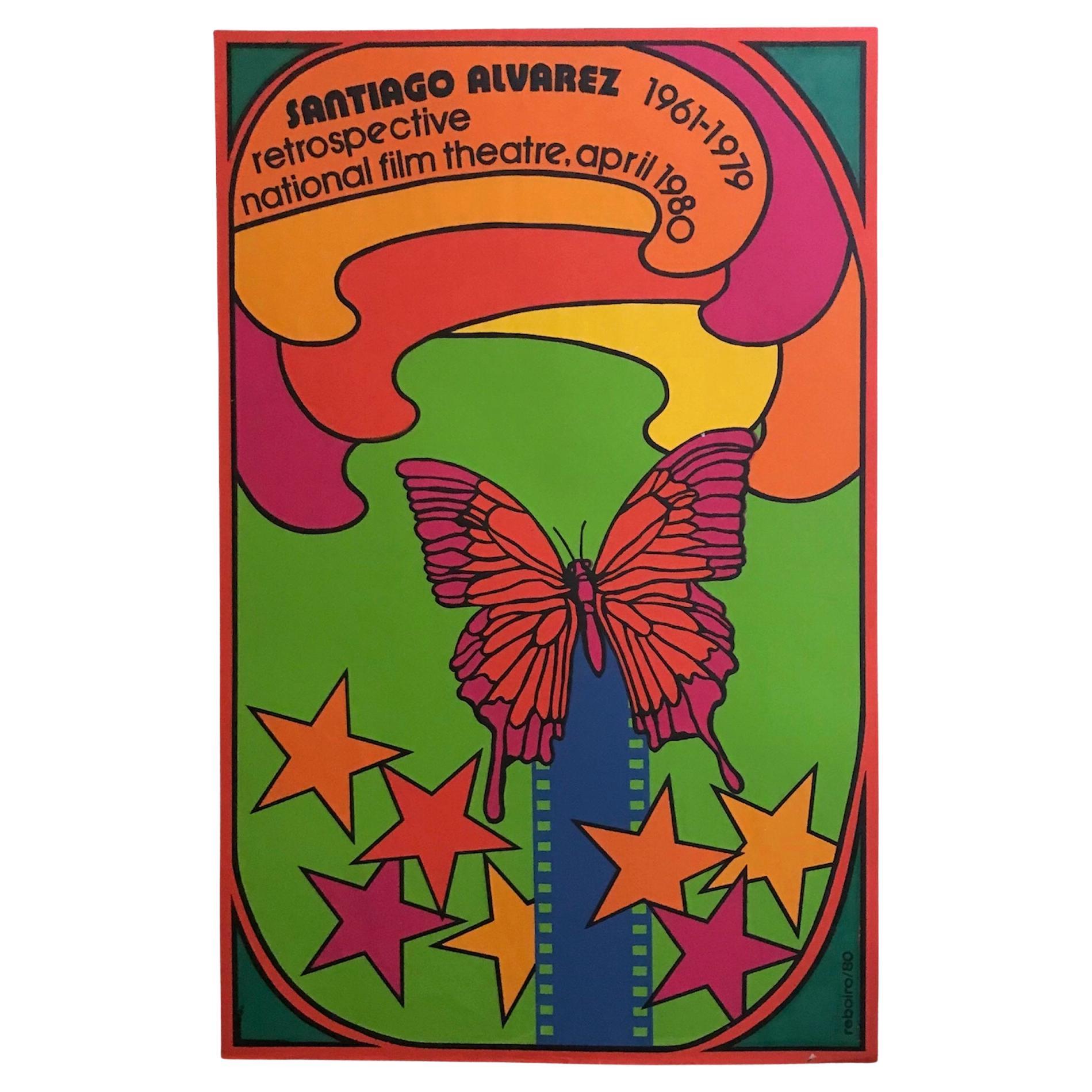 Cuban Vintage Film Poster -Retrospective Movies & Plays- Silkscreen Reboiro 1980 For Sale