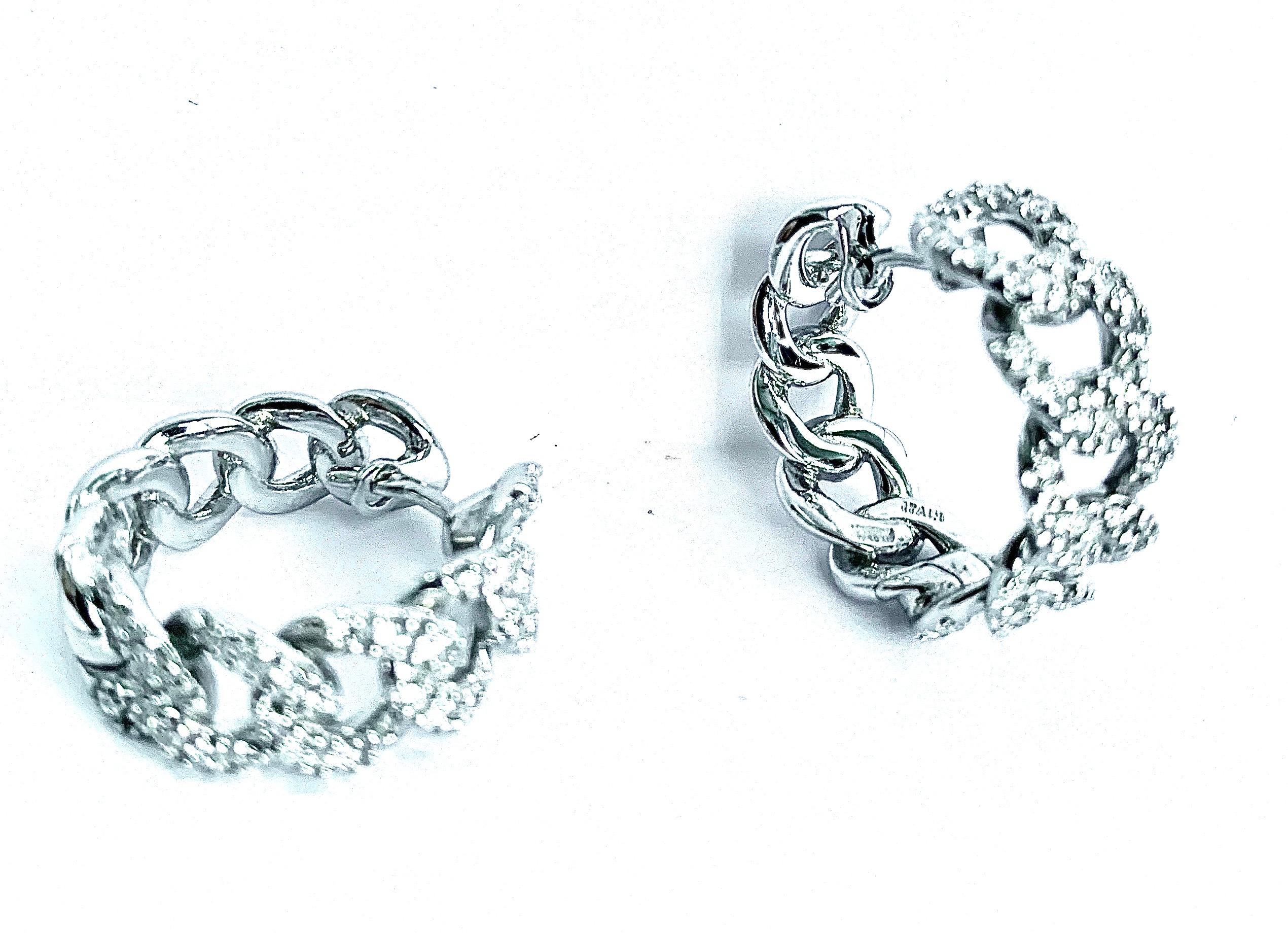 Moderne Boucles d'oreilles cubaines en or 18 carats fabriquées en Italie en vente