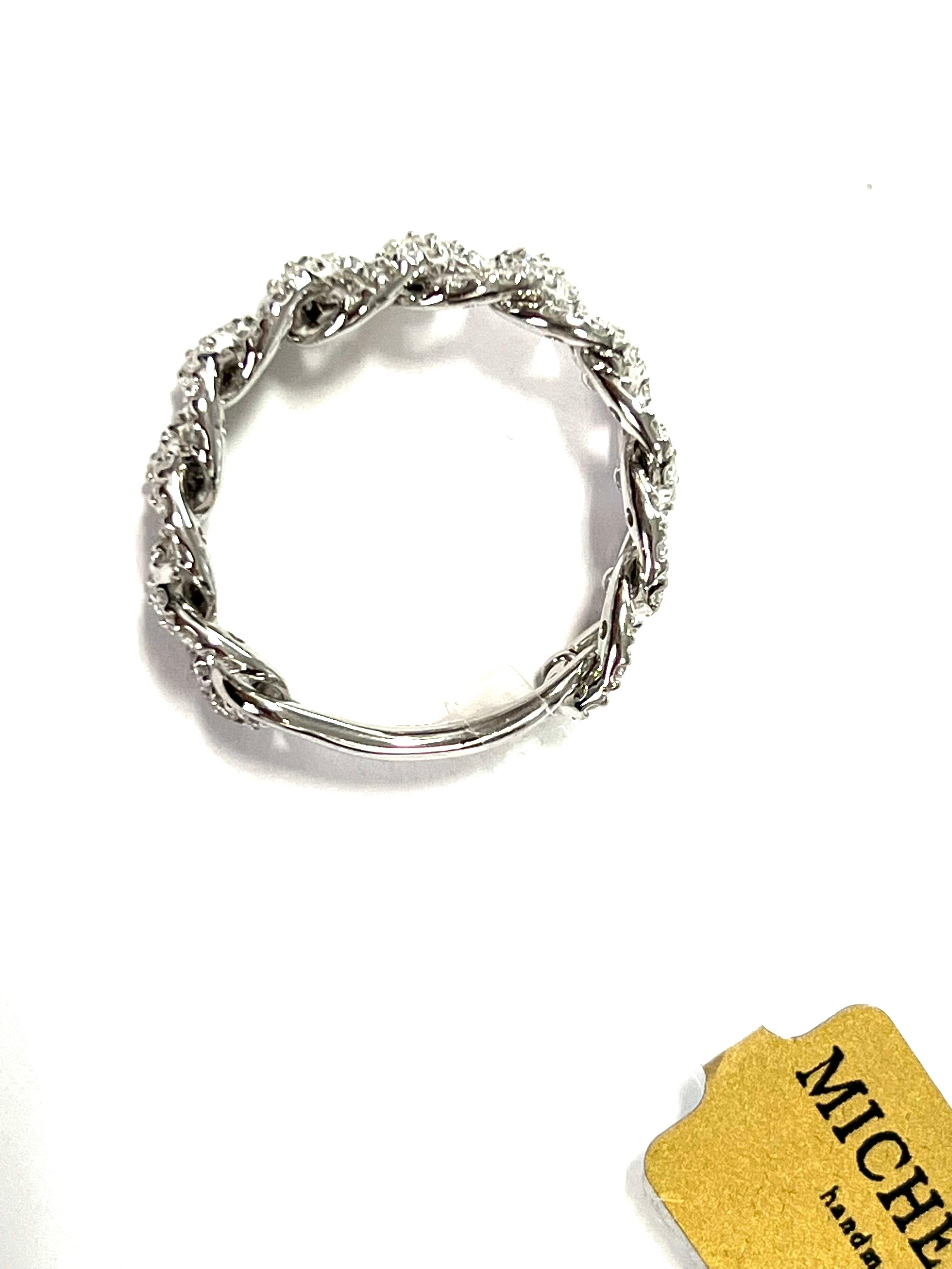 Anello Cubano in oro bianco massiccio con diamanti In condizioni Nuovo in vendita a Milano, Lombardia