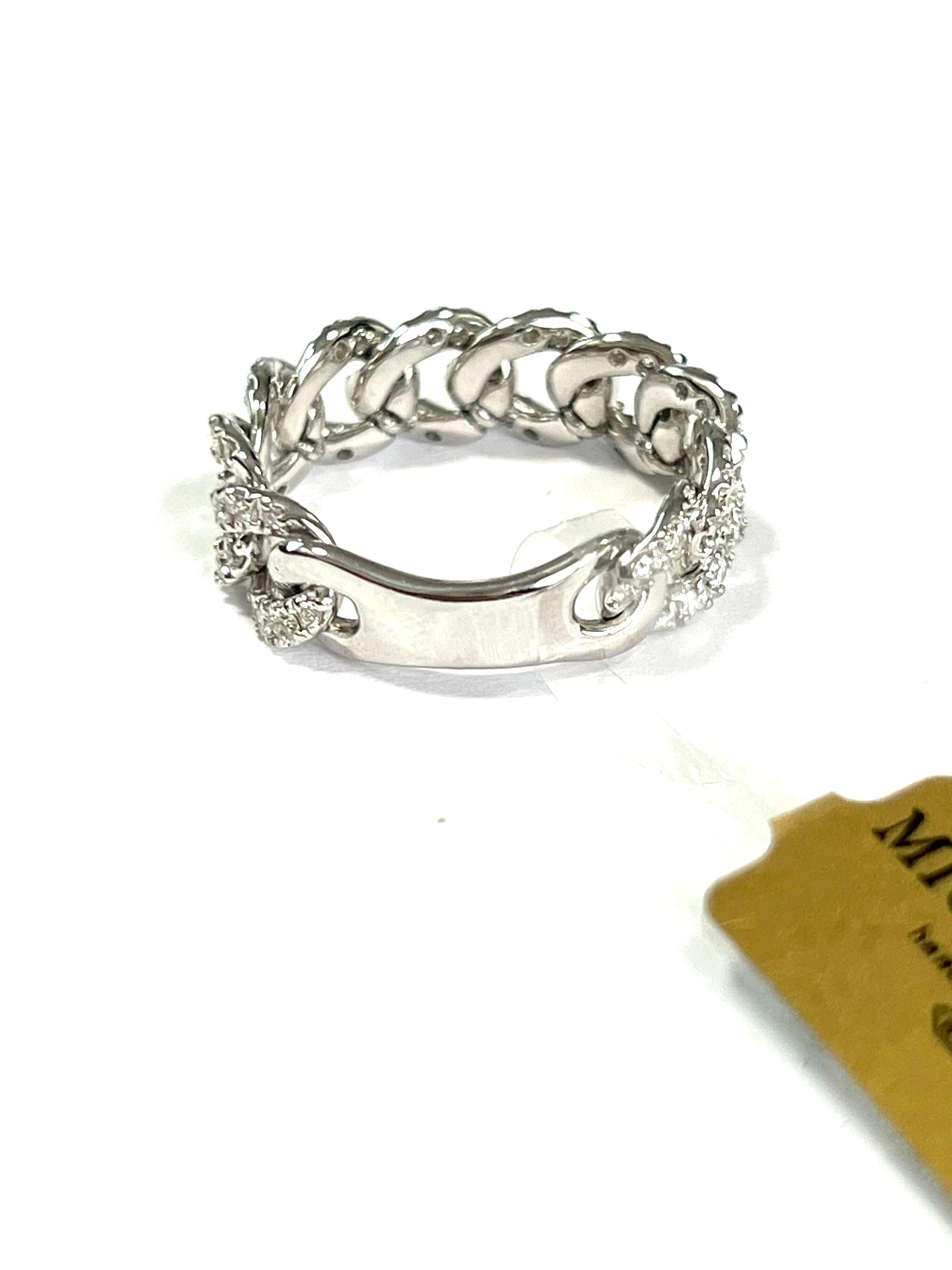 da uomo o donna Anello Cubano in oro bianco massiccio con diamanti in vendita