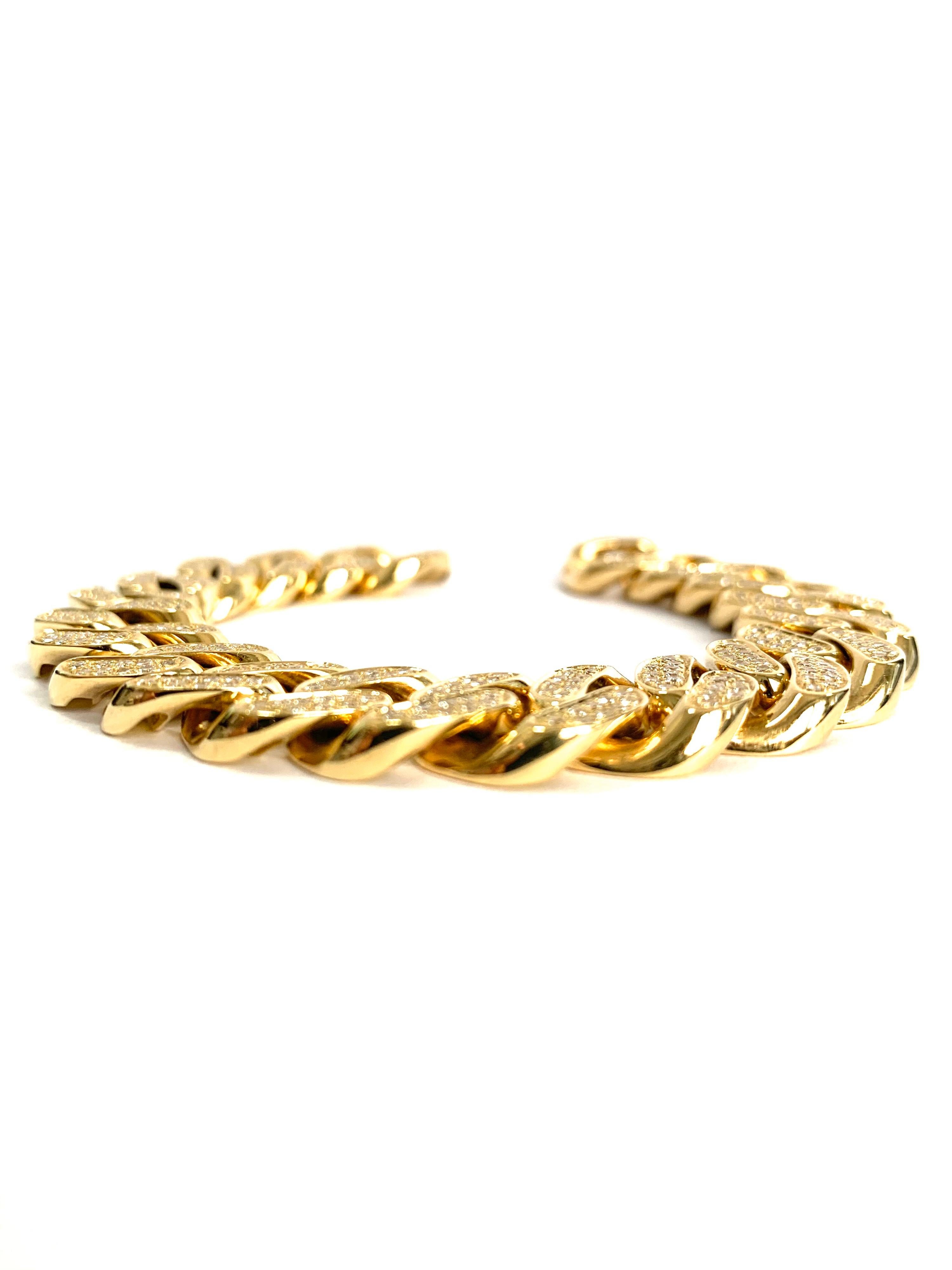Cuban Yellow 18 Karat Gold Bracelet Made in Italy In New Condition In Milano, Lombardia