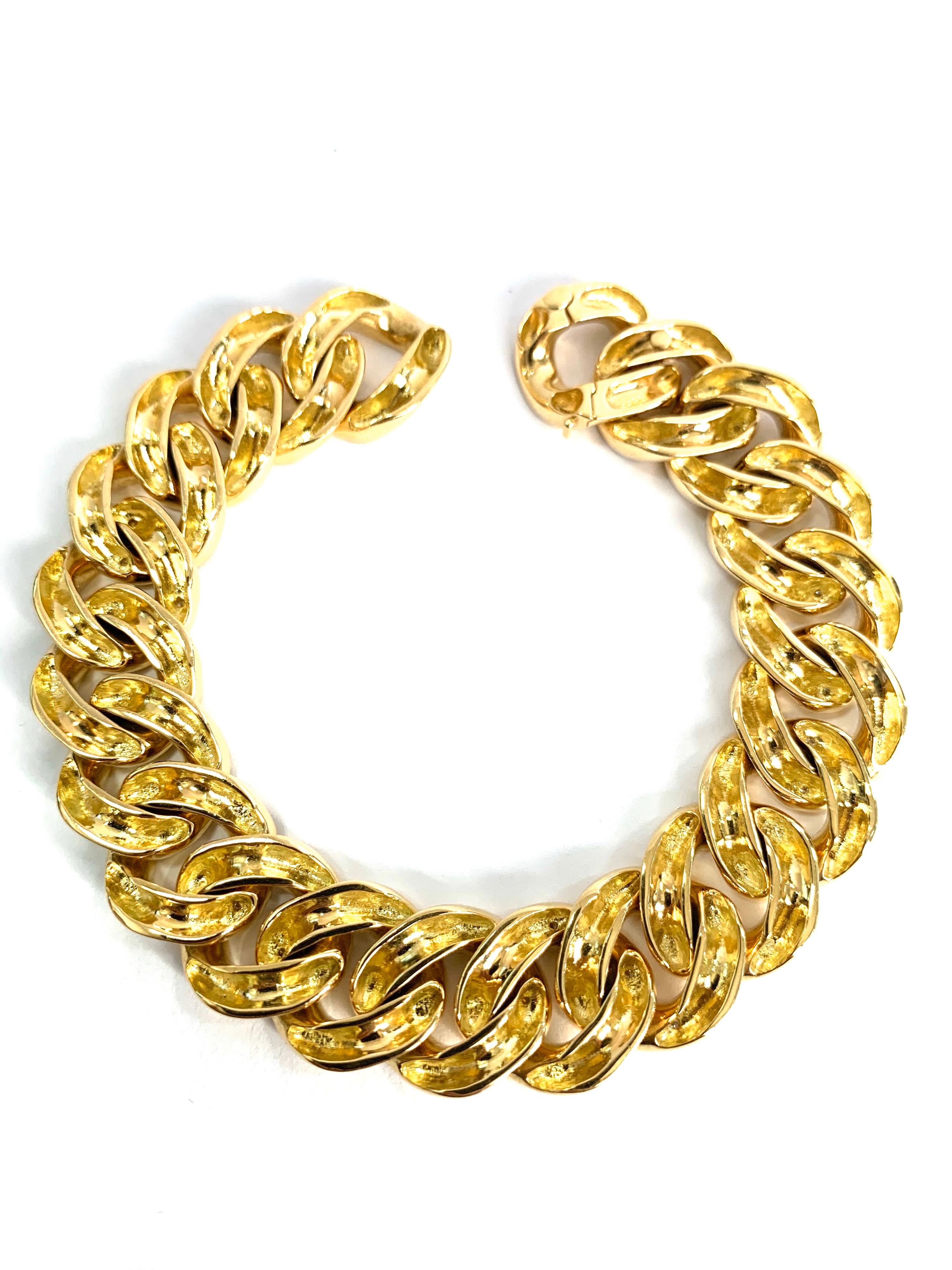 Women's or Men's Cuban Yellow 18 Karat Gold Bracelet Made in Italy