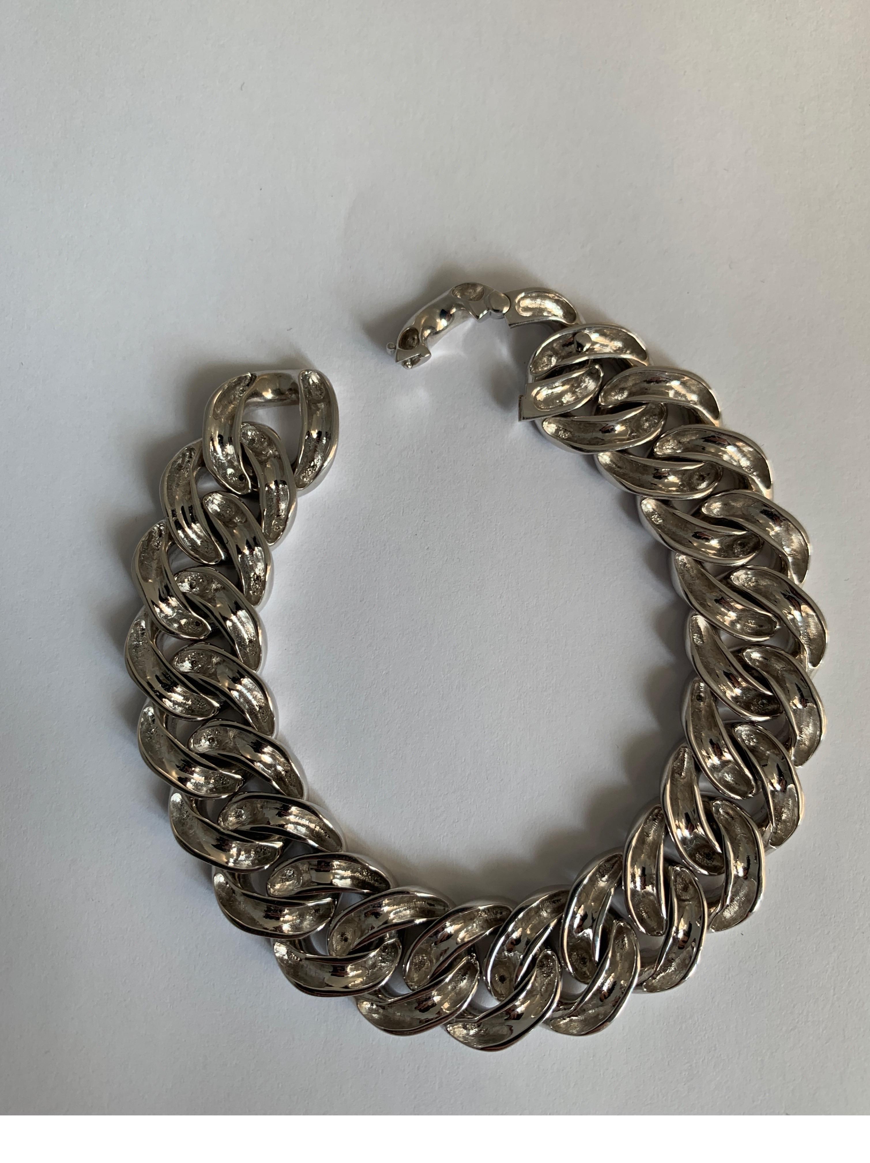 18k white gold cuban link bracelet