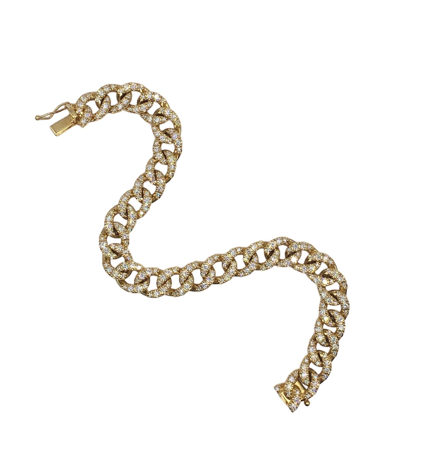 Modern cuban yellow 18 kt gold bracelet mande in italy For Sale