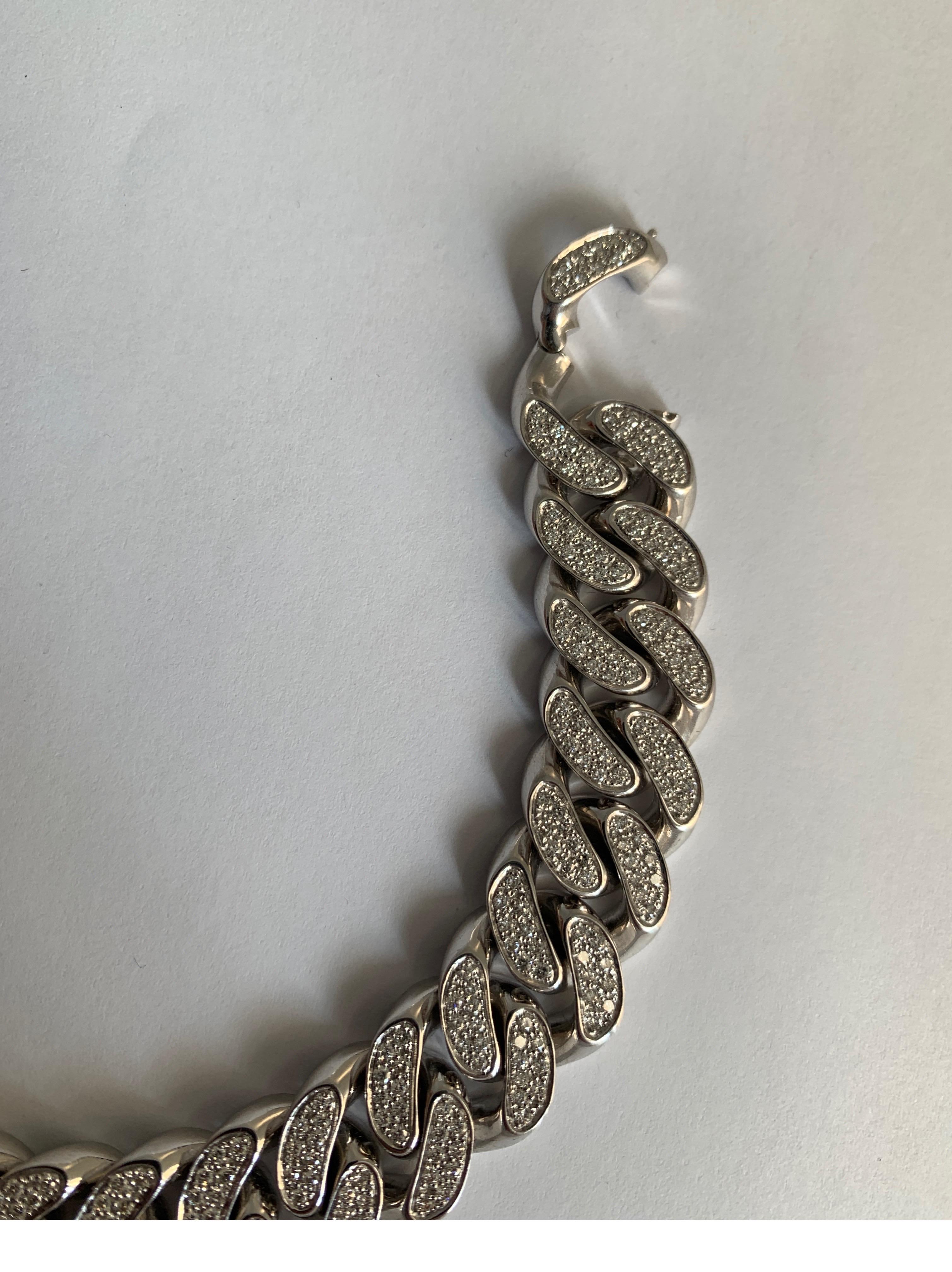 Modern Cuban White 18 Karat Gold Bracelet Made in Italy For Sale