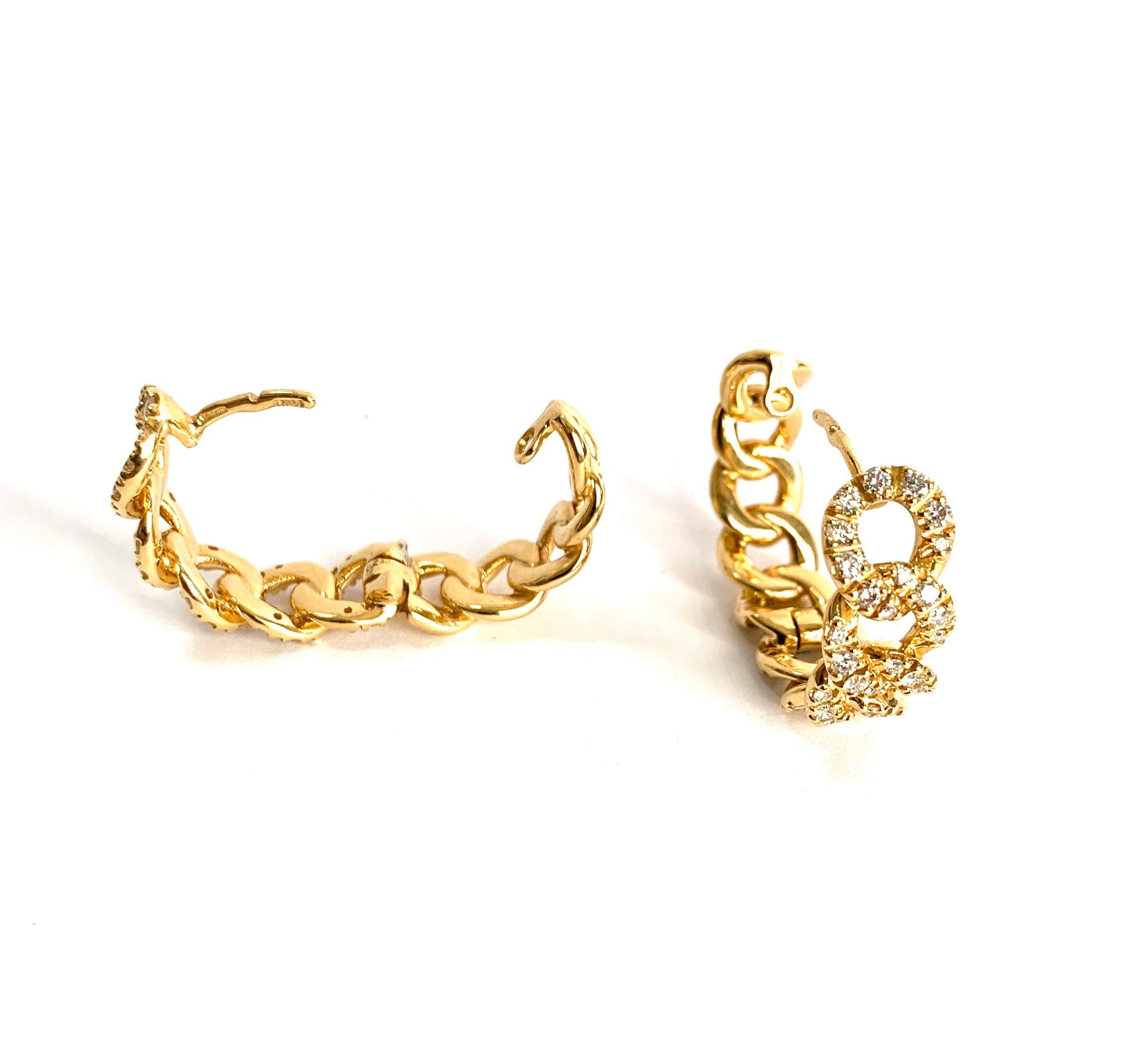Women's or Men's Cuban Yellow Earrings 18 Karat Gold Made in Italy