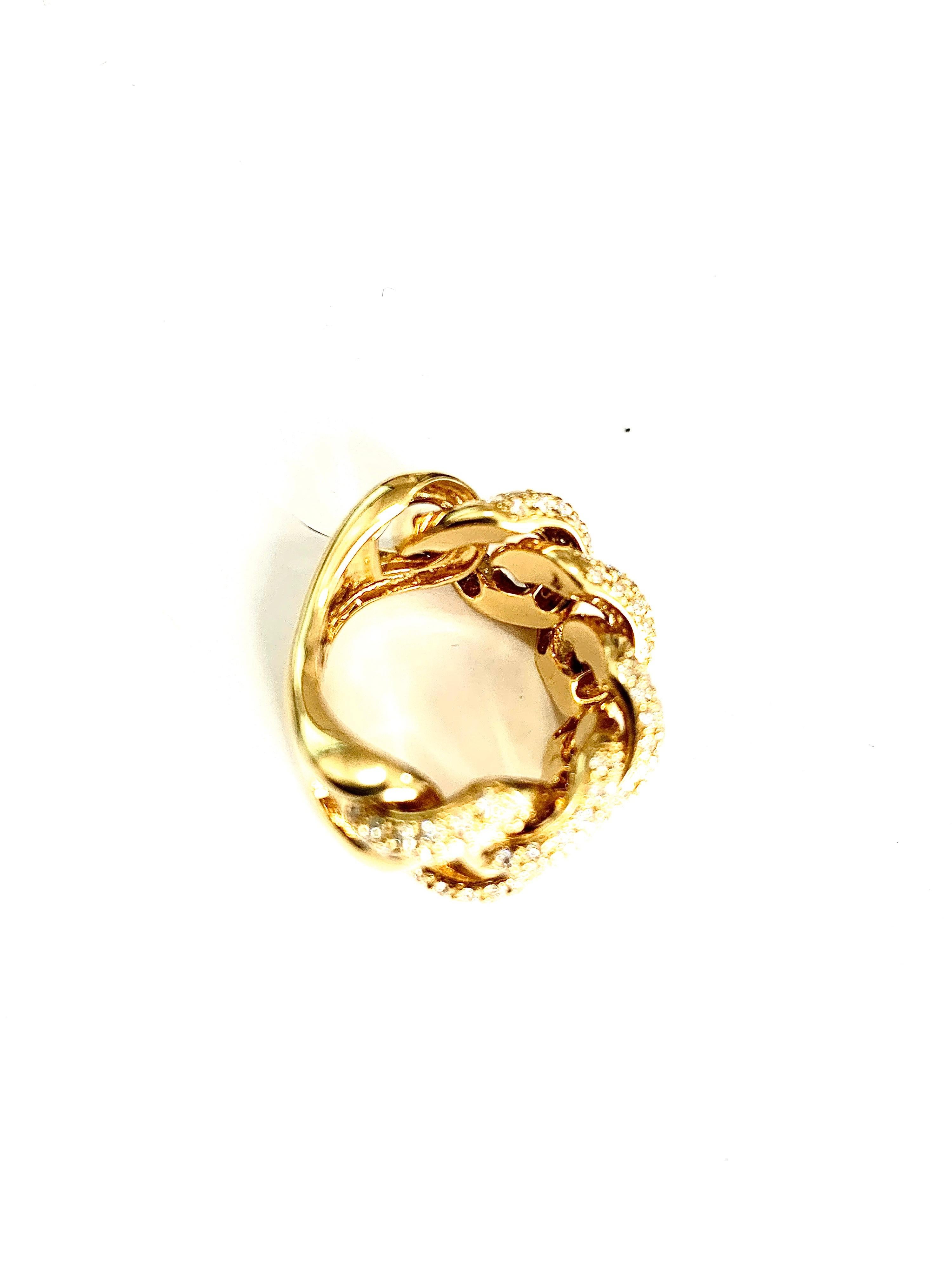 Modern Cuban Yellow Ring 18 Karat Gold Made in Italy For Sale