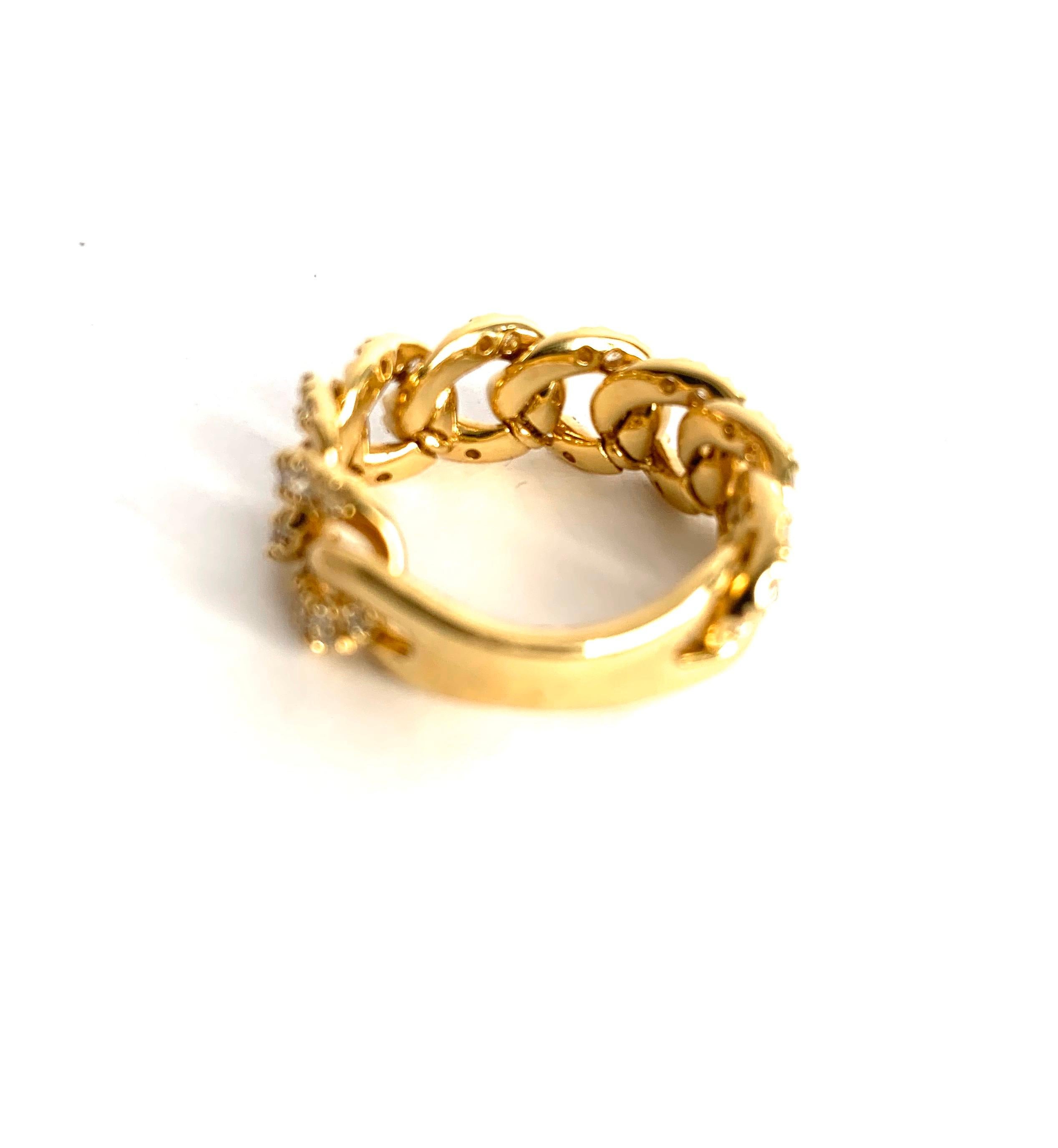 Women's or Men's Cuban Yellow Ring 18 Karat Gold Made in Italy
