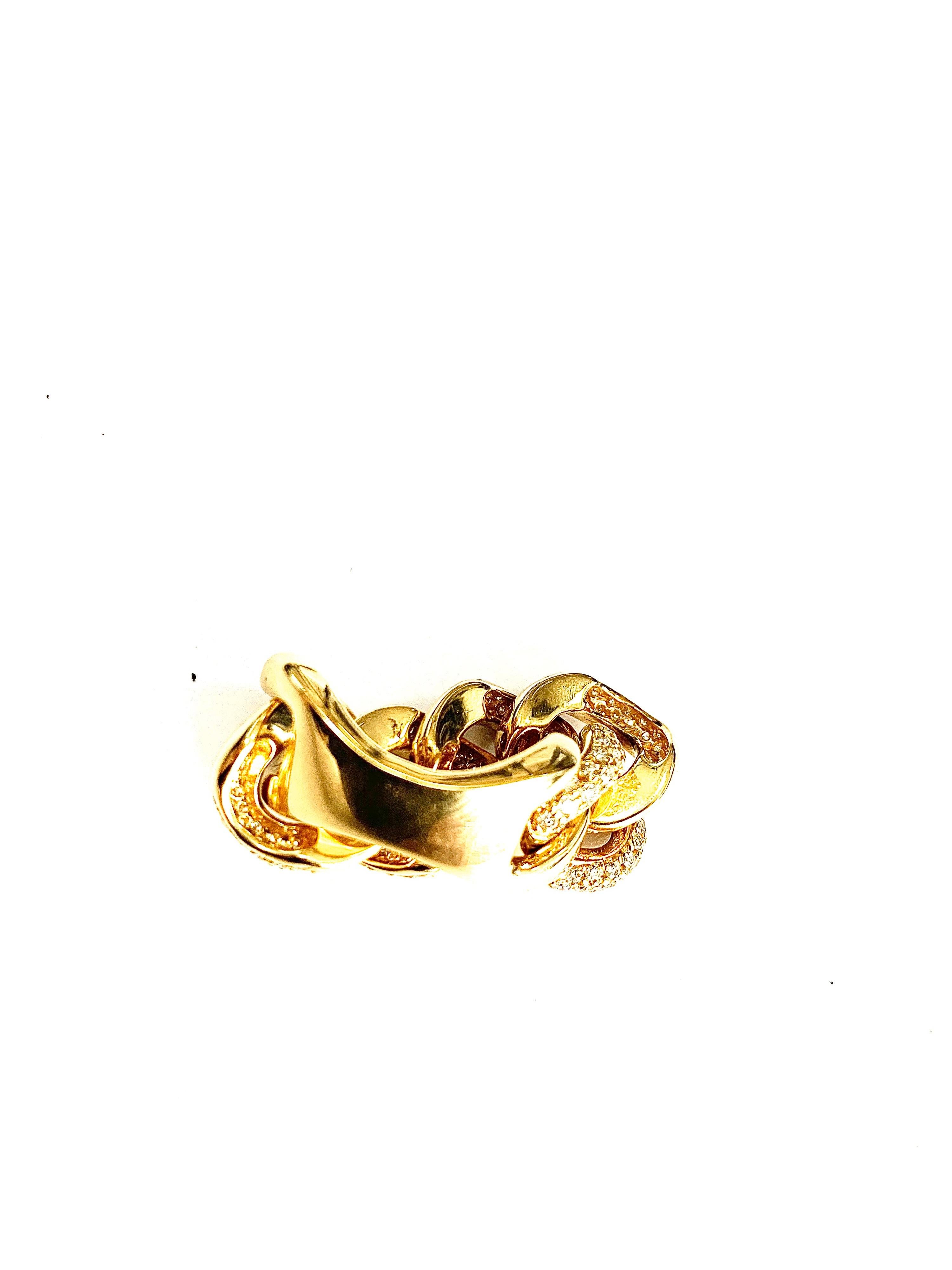 Cuban Yellow Ring 18 Karat Gold Made in Italy In New Condition For Sale In Milano, Lombardia