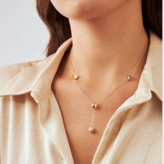 Würfel- und Kugel-Lariat-Halskette 18 in 14K Massivgold