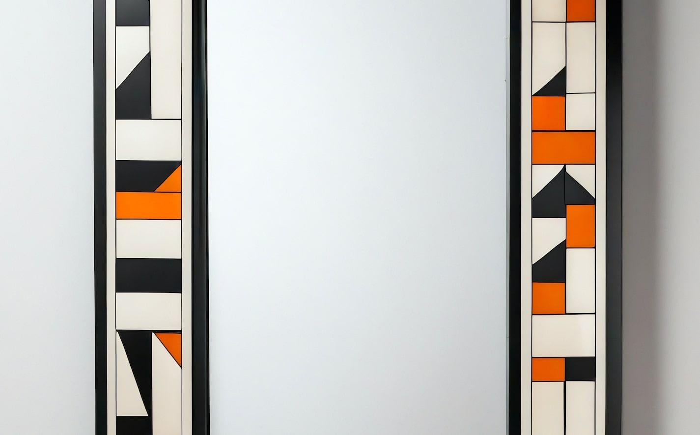 Cubo : Espejo de Pared Negro y Rosa Inspirado en el Cubismo, Hecho a Mano por Artesanos Indio en venta