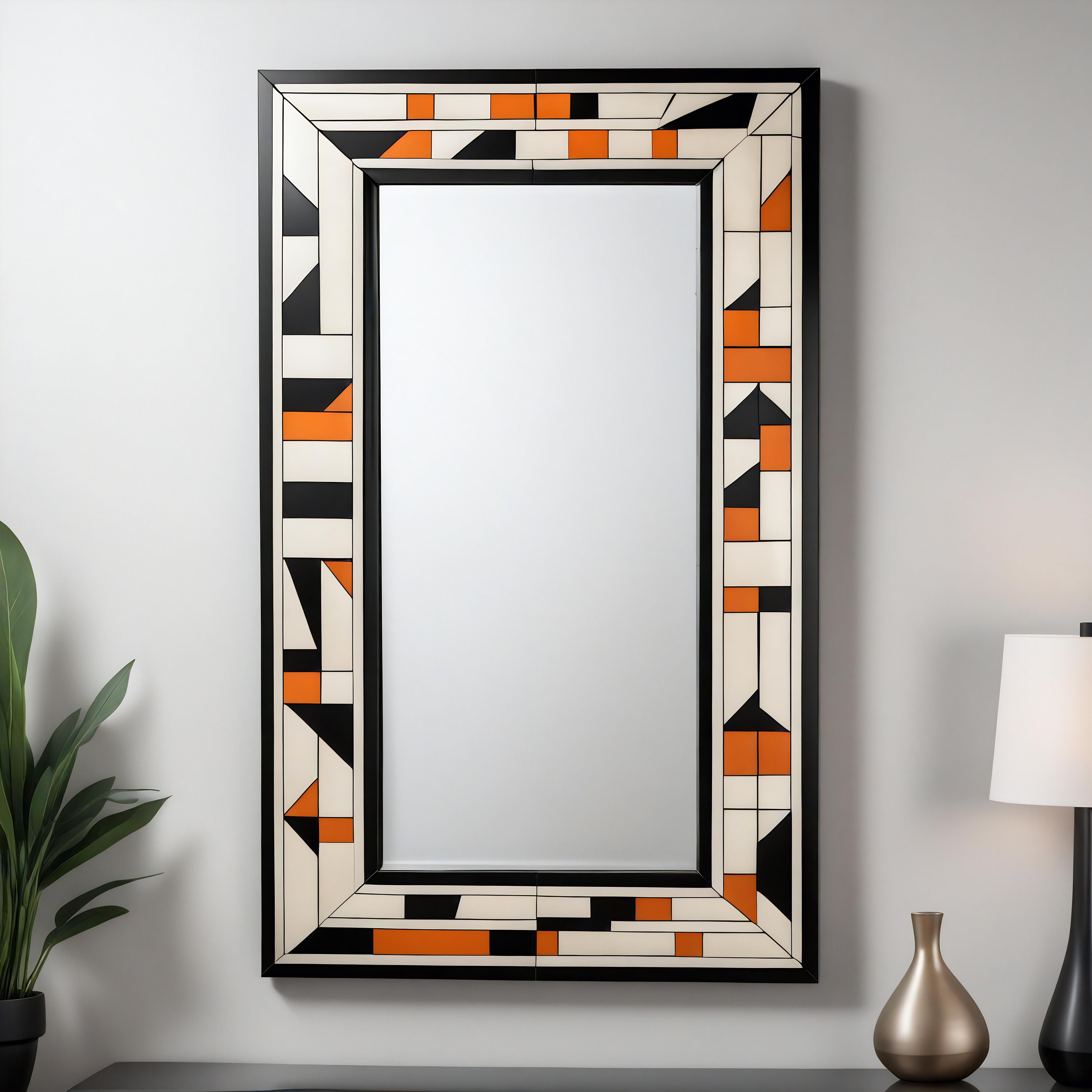 Cubo : Espejo de Pared Negro y Rosa Inspirado en el Cubismo, Hecho a Mano por Artesanos Siglo XXI y contemporáneo en venta