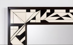 Cube : Miroir mural noir et blanc inspiré du cubisme, fabriqué à la main par des artisans