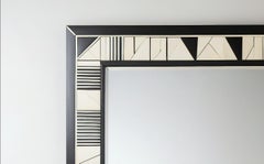 Cube : Specchio da parete in bianco e nero ispirato al cubismo, realizzato a mano in modo artigianale