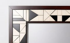 Cube : Miroir mural noir et blanc inspiré du cubisme, fabriqué à la main par des artisans