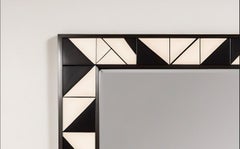 Cube : Specchio da parete in bianco e nero ispirato al cubismo, realizzato a mano in modo artigianale