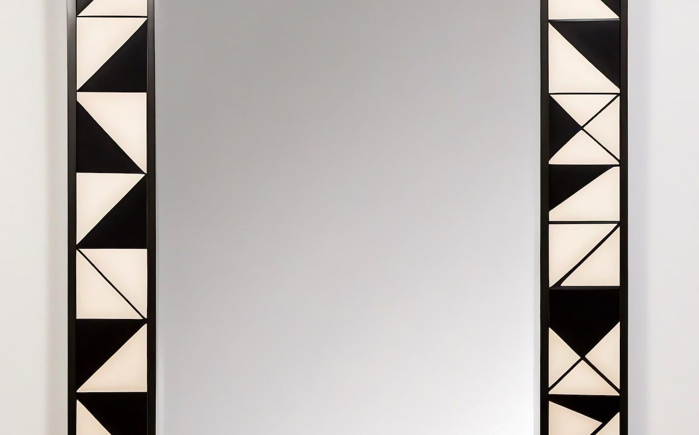 Indien Cube : Miroir mural noir et blanc inspiré du cubisme, fabriqué à la main par des artisans en vente