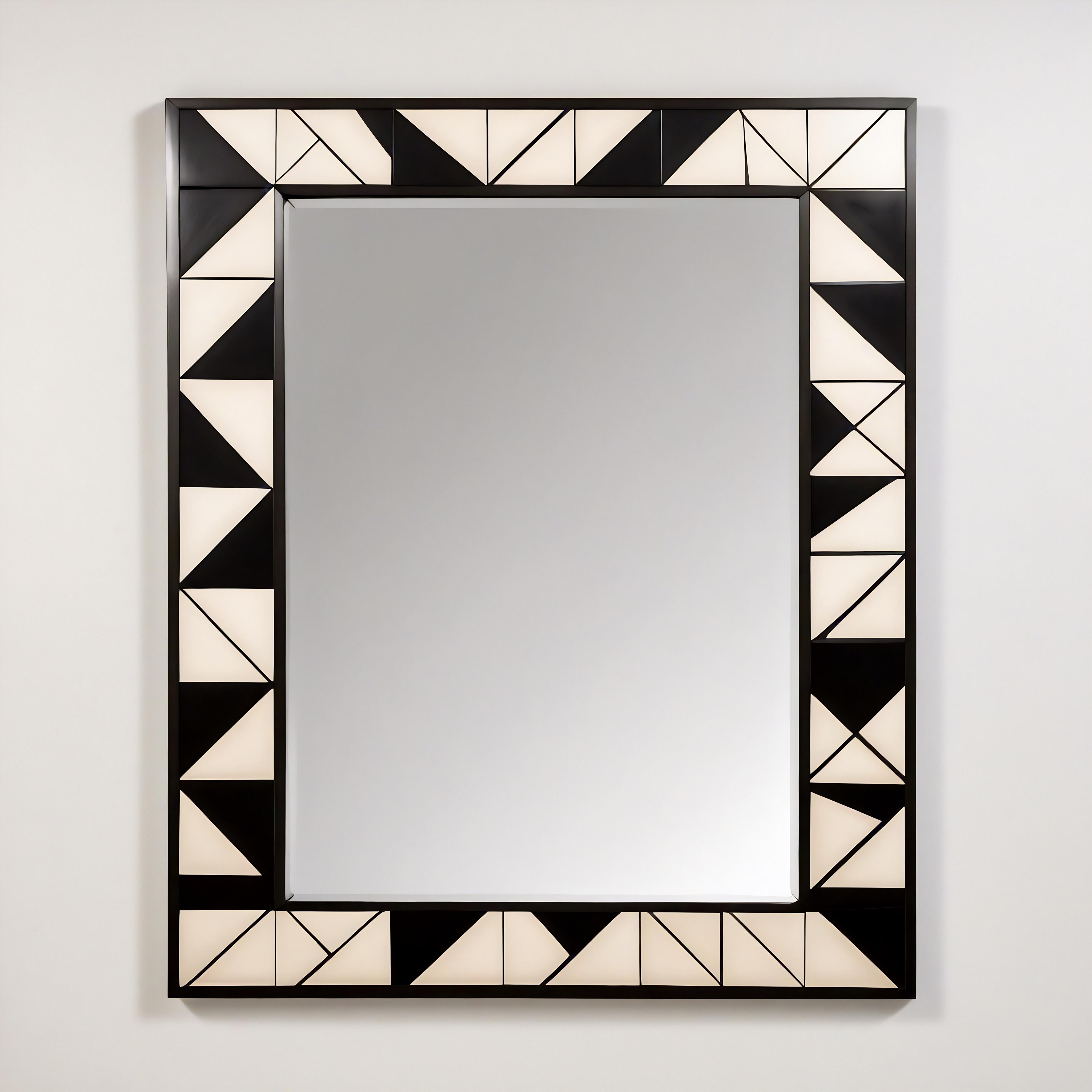 XXIe siècle et contemporain Cube : Miroir mural noir et blanc inspiré du cubisme, fabriqué à la main par des artisans en vente