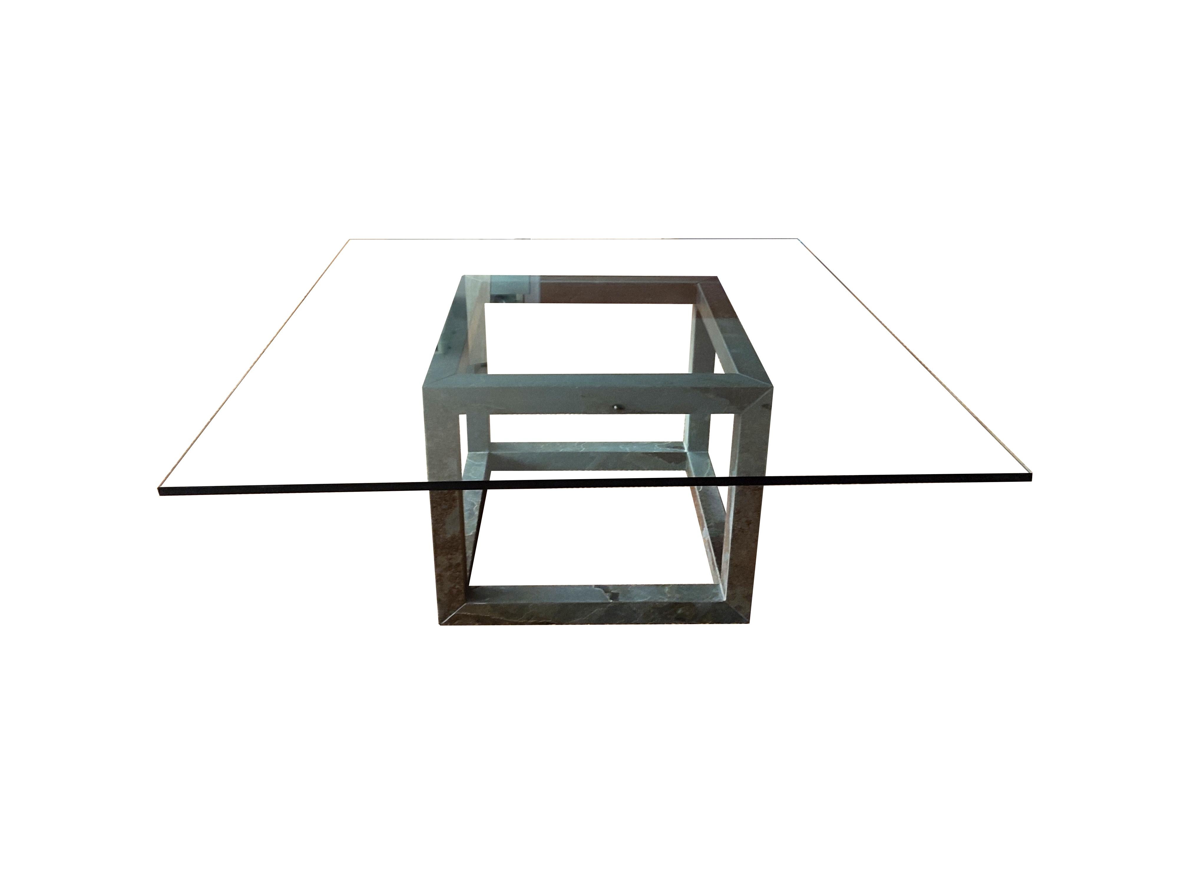 Modern Cube Black Slate & Crystal Coffee Table Contemporary Design Furniture Meddel For Sale