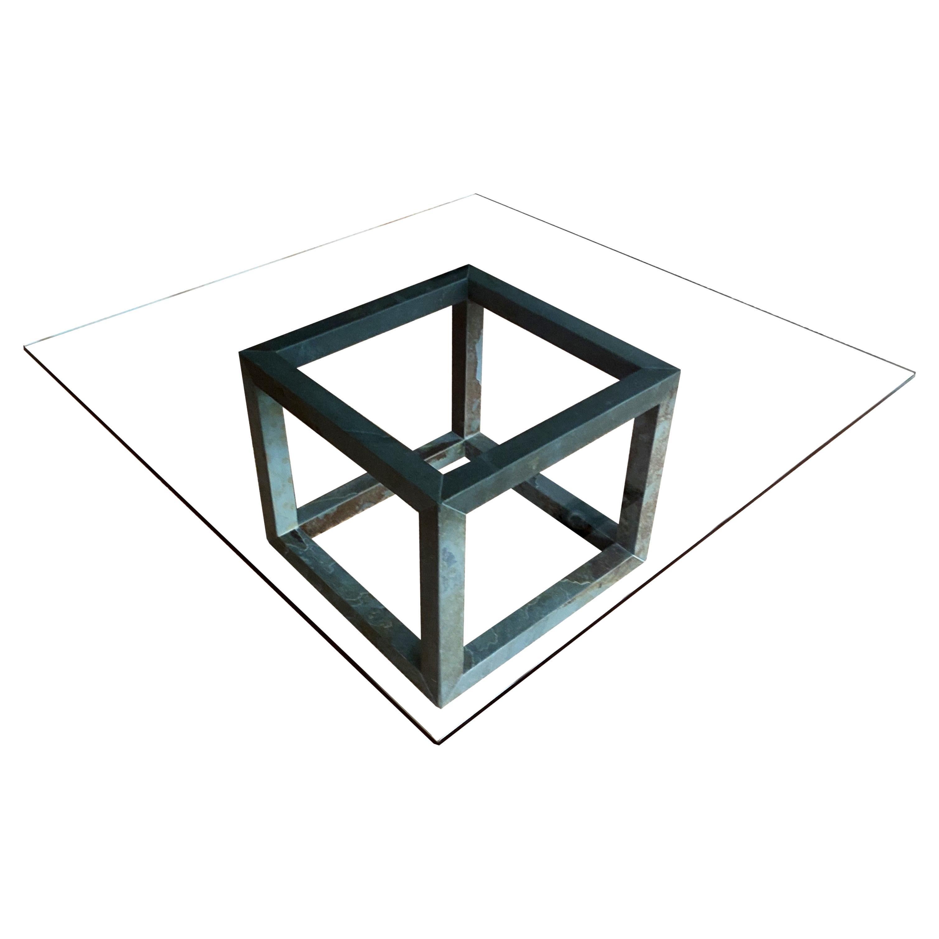 Cube Schwarzer Schiefer & Kristall Couchtisch Contemporary Design Möbel Meddel