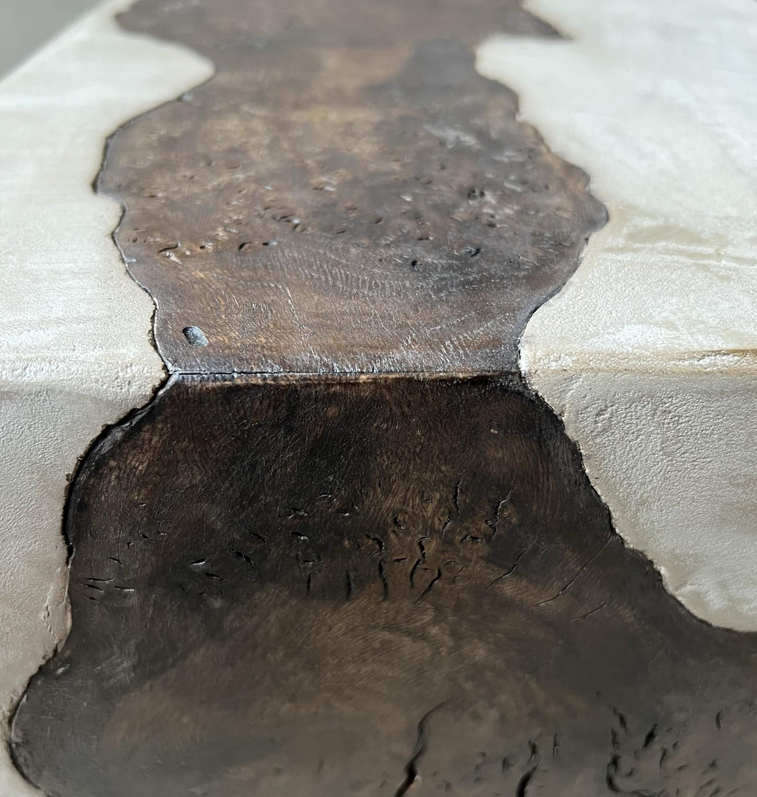 Hand-Crafted Cube Burl Sidetable