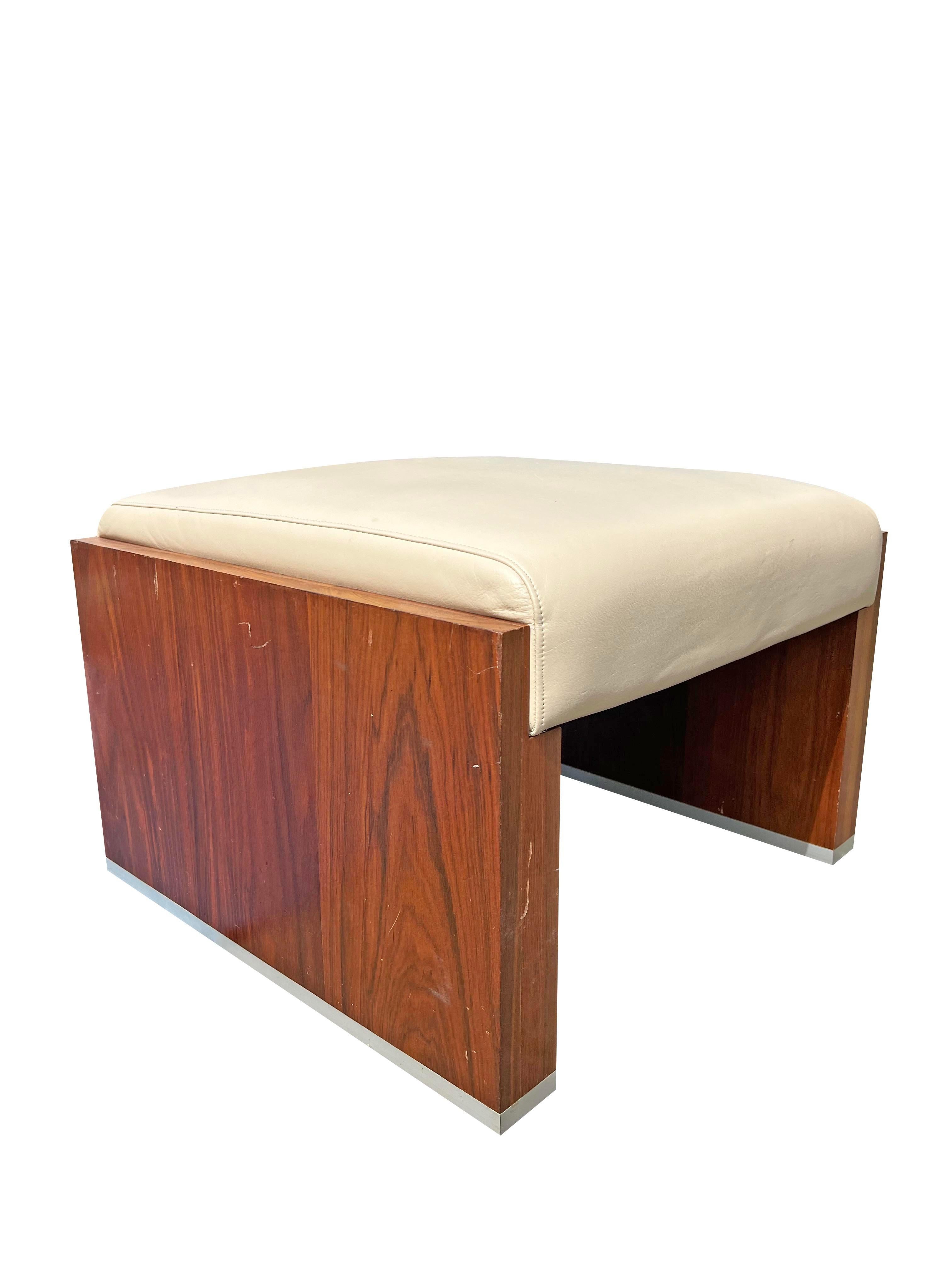 Cube Case Leather Lounge Chair and Ottoman in Milo Baughman Style - Set of 2 1