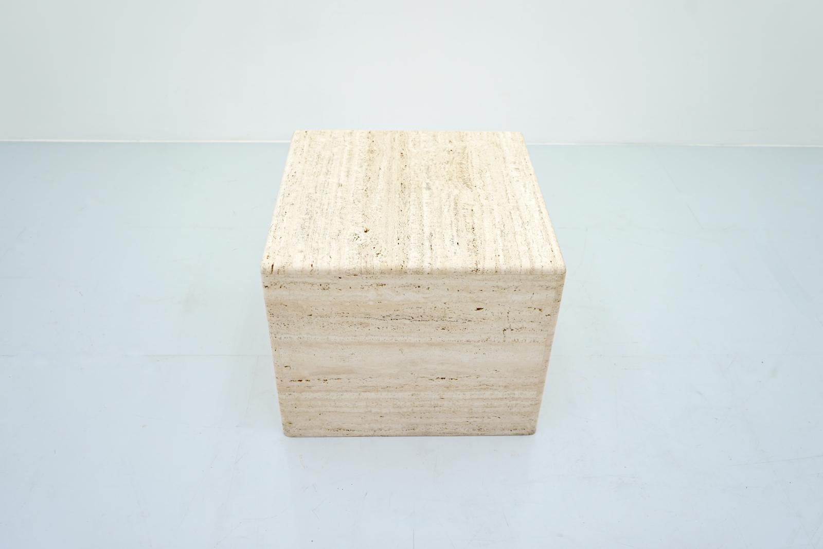 Cube Coffee or Side Table in Italian Travertine, 1970s 5