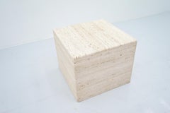 Cube Coffee or Side Table in Italian Travertine, 1970s