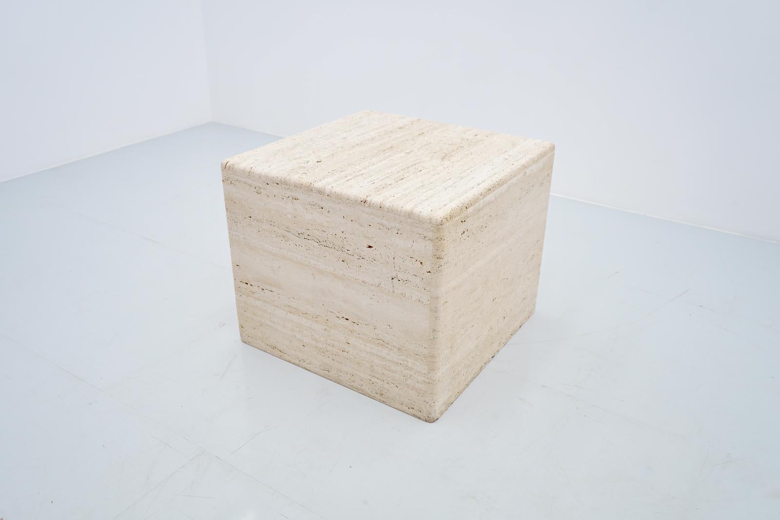 Cube Coffee or Side Table in Italian Travertine, 1970s 4