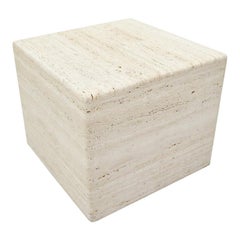 Cube Coffee or Side Table in Italian Travertine, 1970s
