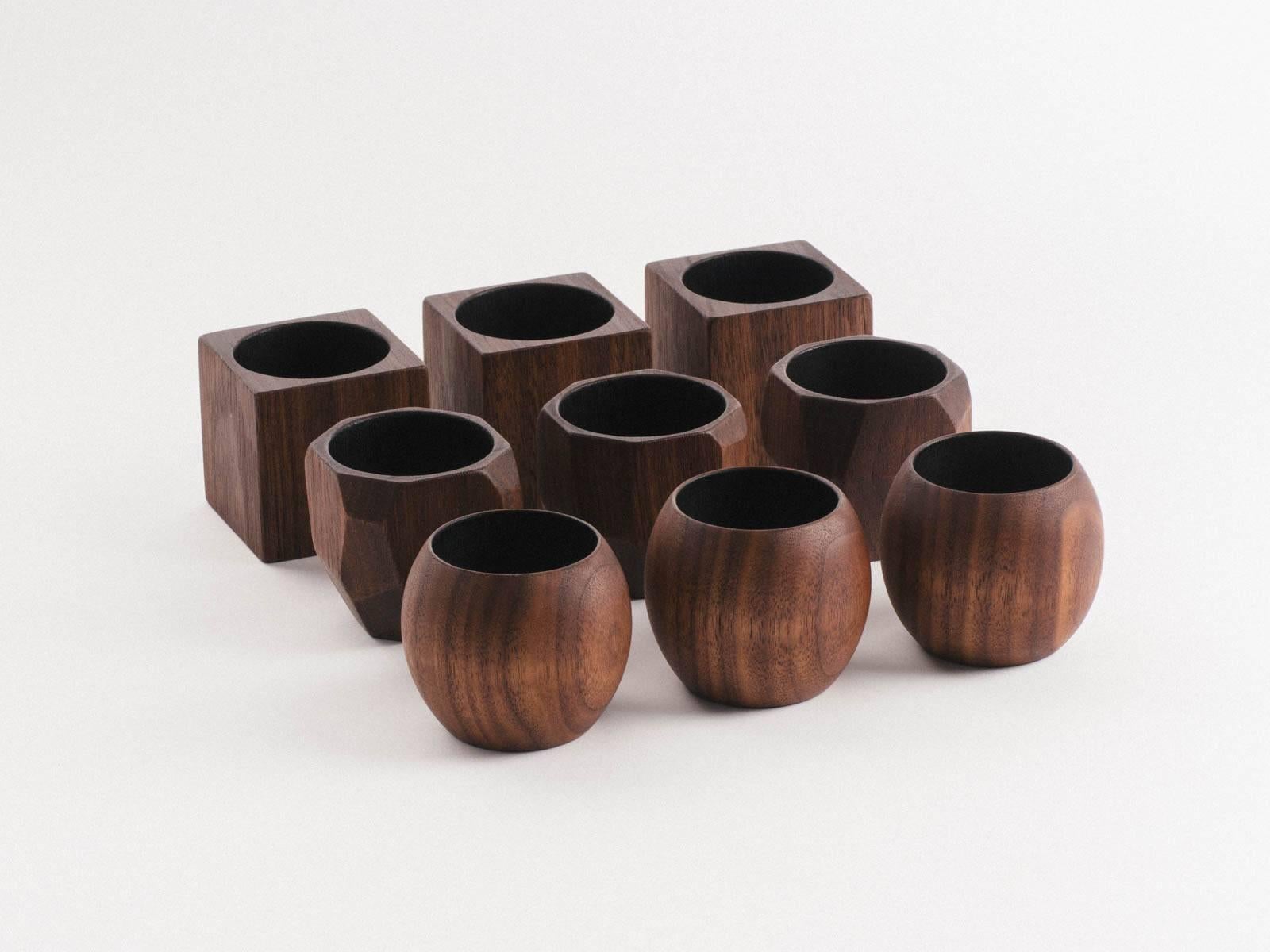 Contemporary Cube Cup in Walnut For Sale