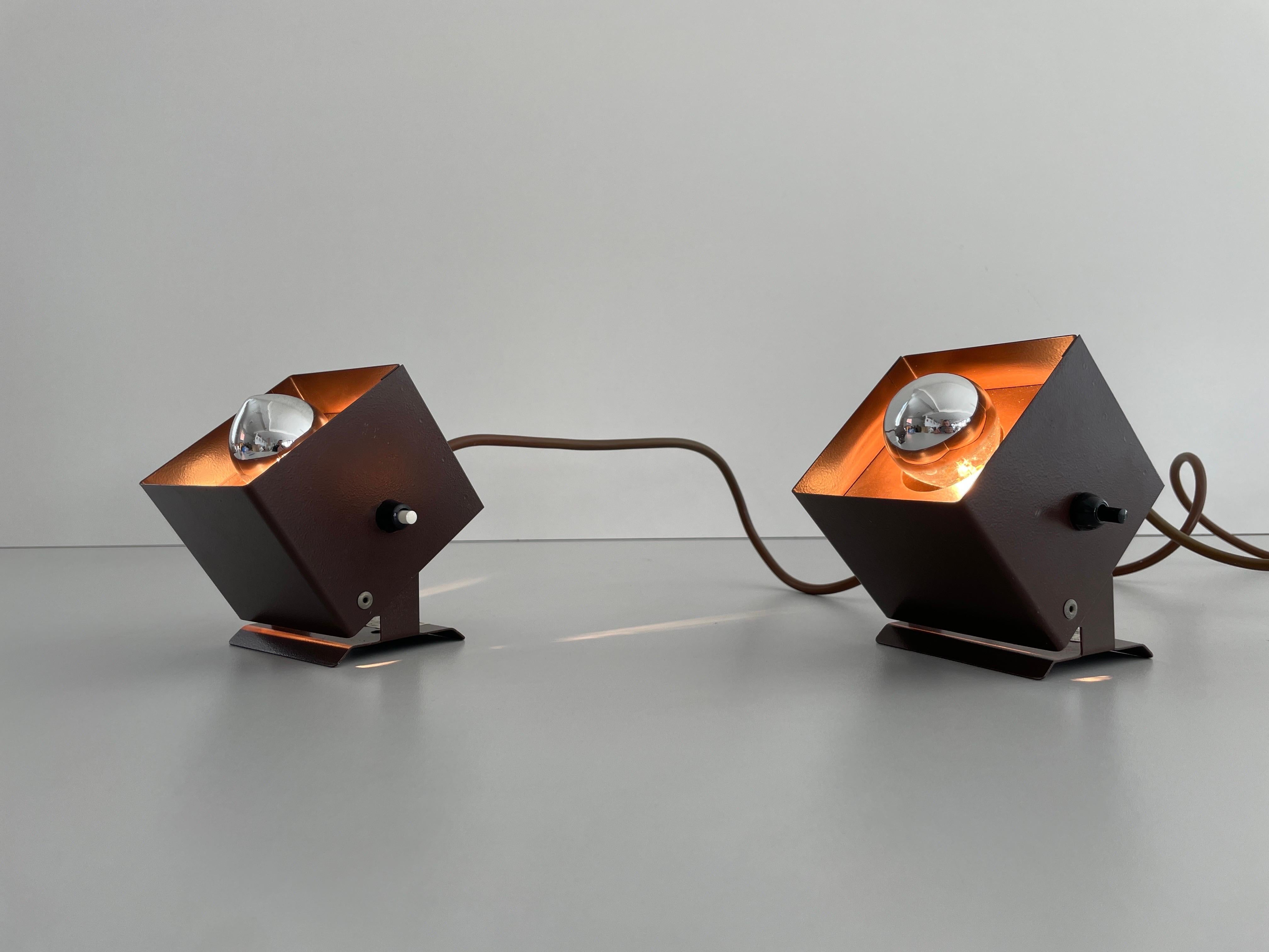 Cube Design Pair of Wall Lamps by Rudolf von Prusky, 1970s, Germany For Sale 4