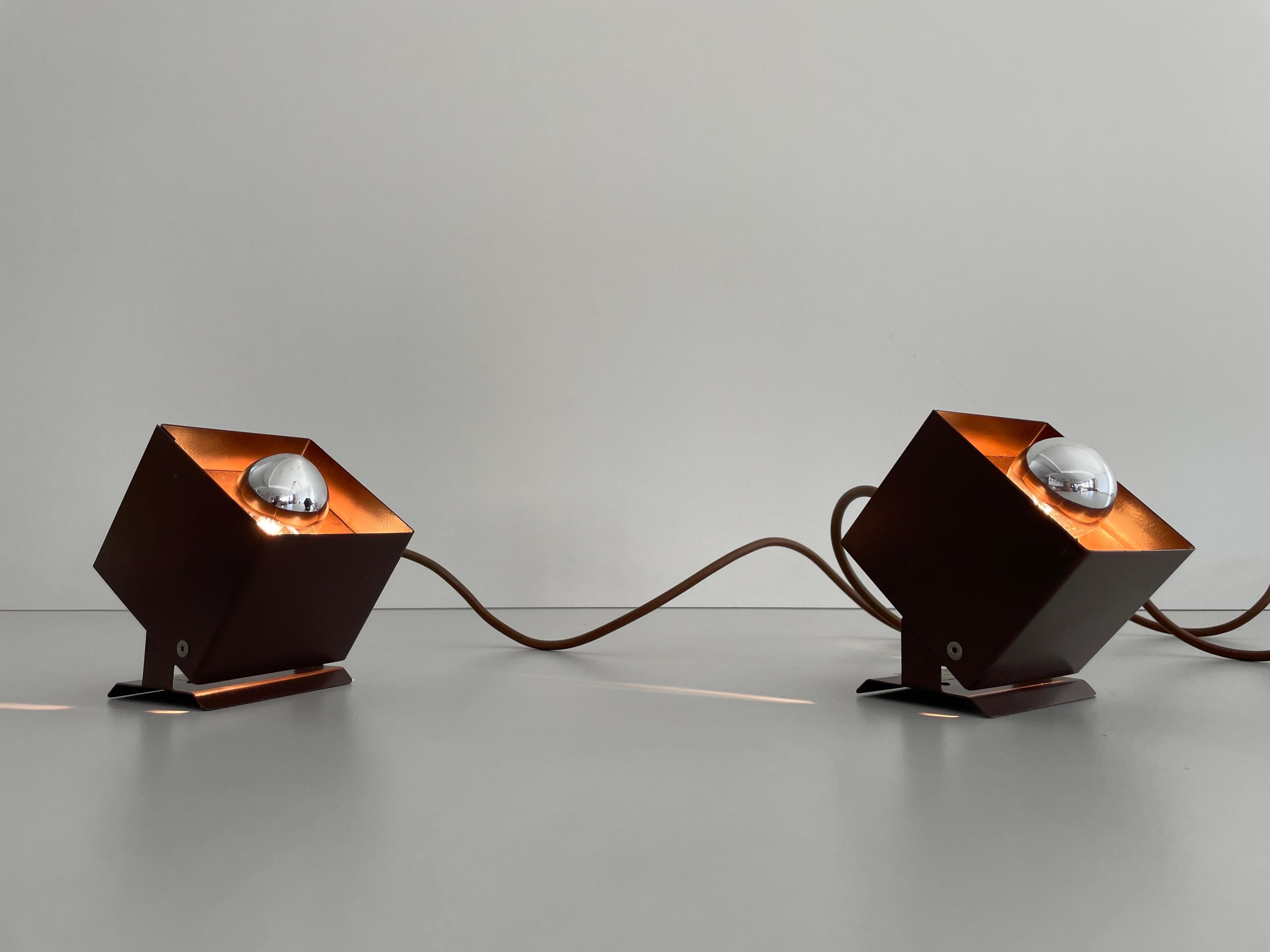 Cube Design Pair of Wall Lamps by Rudolf von Prusky, 1970s, Germany For Sale 6