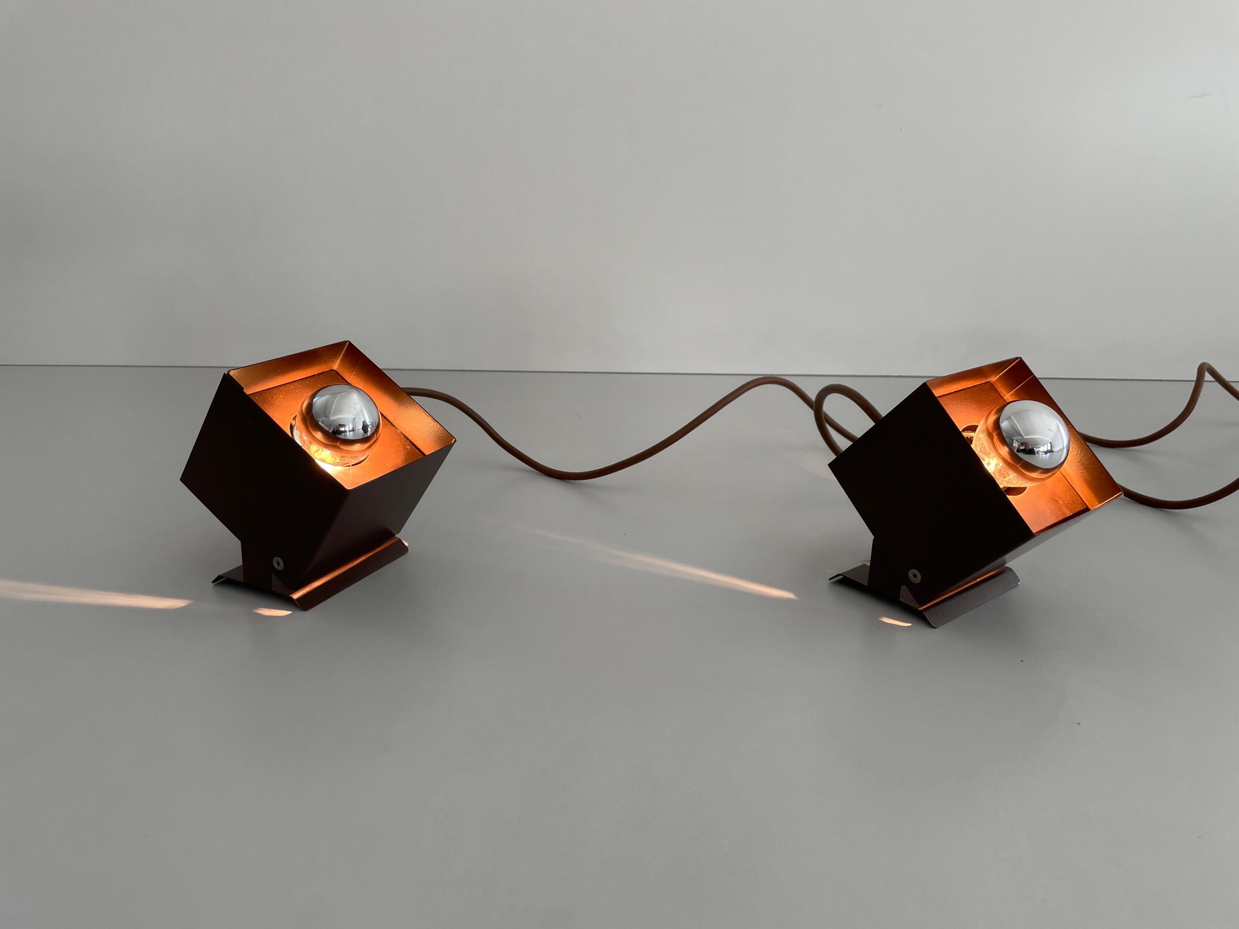 Cube Design Pair of Wall Lamps by Rudolf von Prusky, 1970s, Germany For Sale 7
