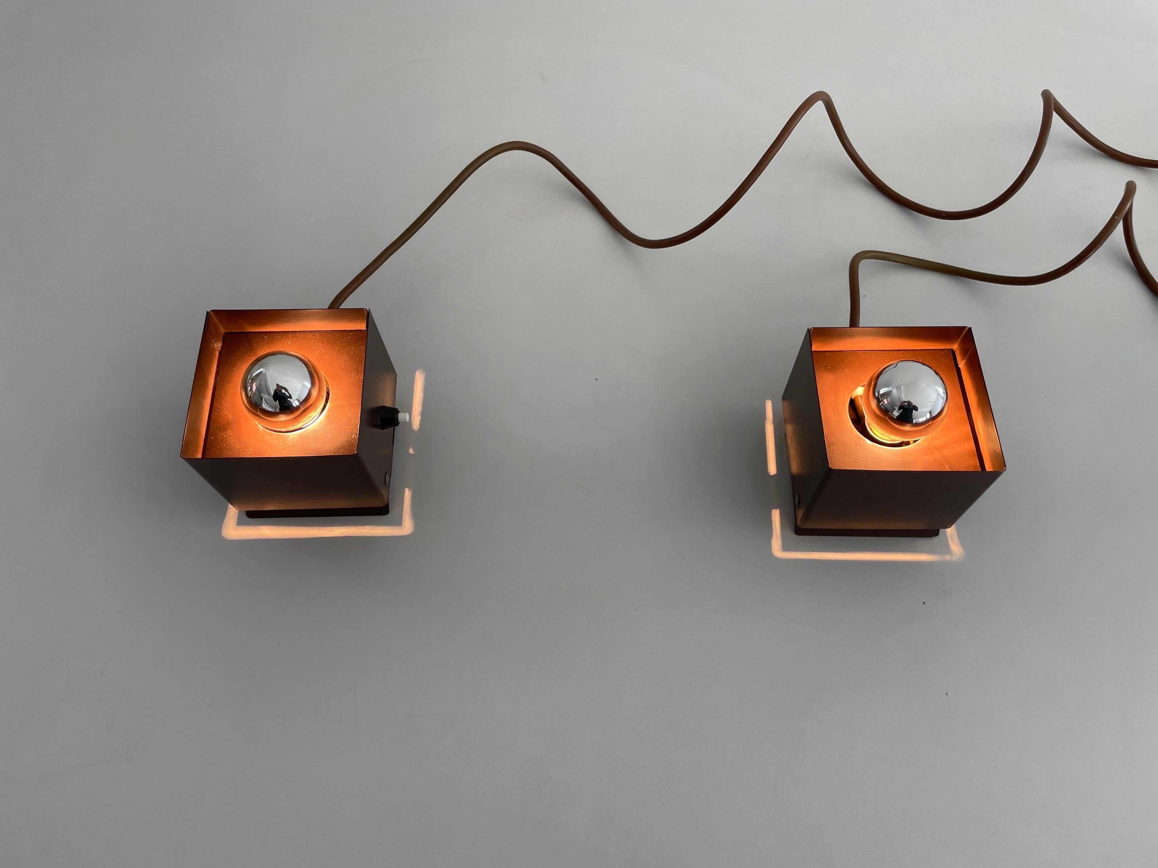Cube Design Pair of Wall Lamps by Rudolf von Prusky, 1970s, Germany For Sale 8