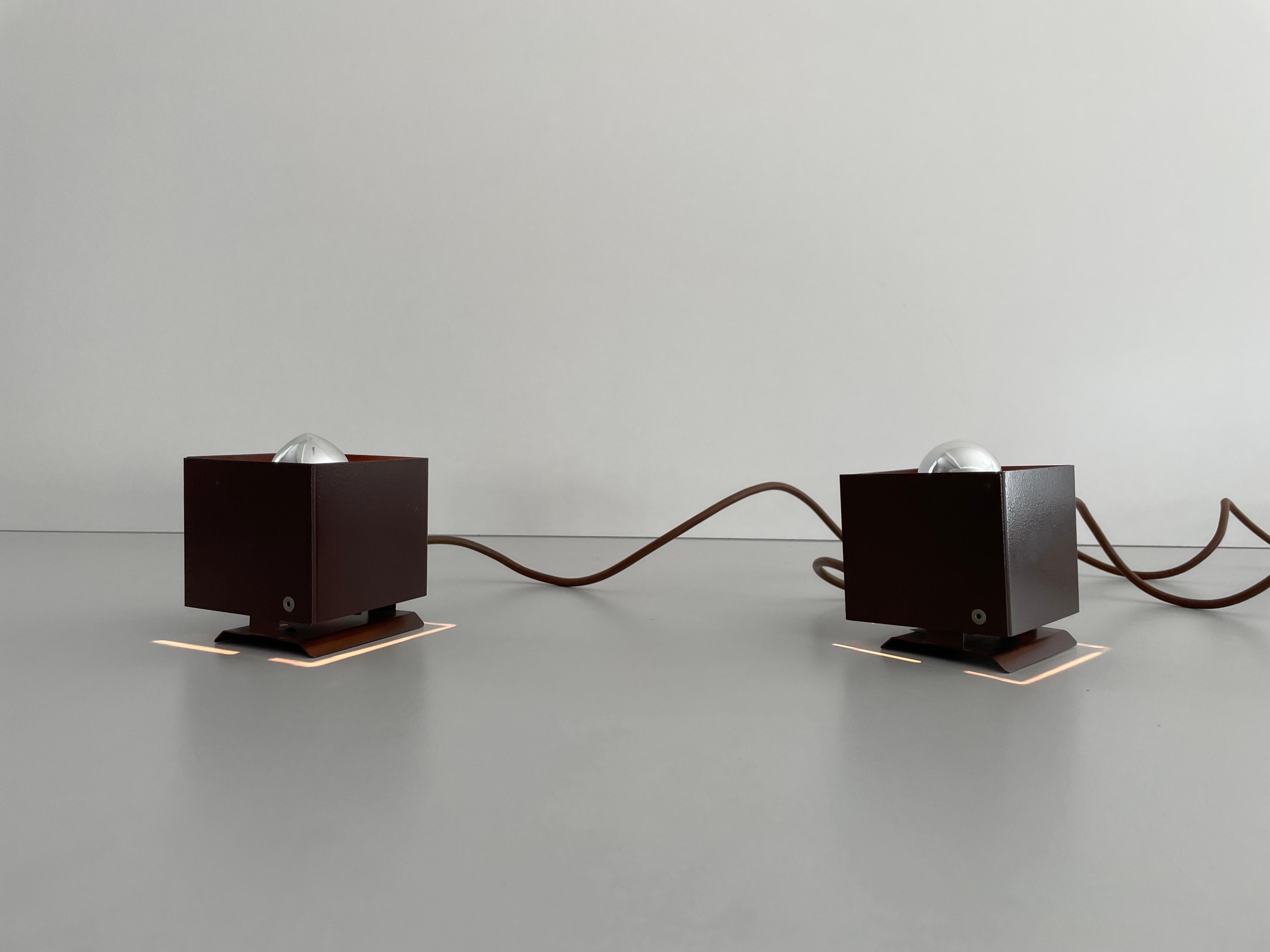 Cube Design Pair of Wall Lamps by Rudolf von Prusky, 1970s, Germany For Sale 9